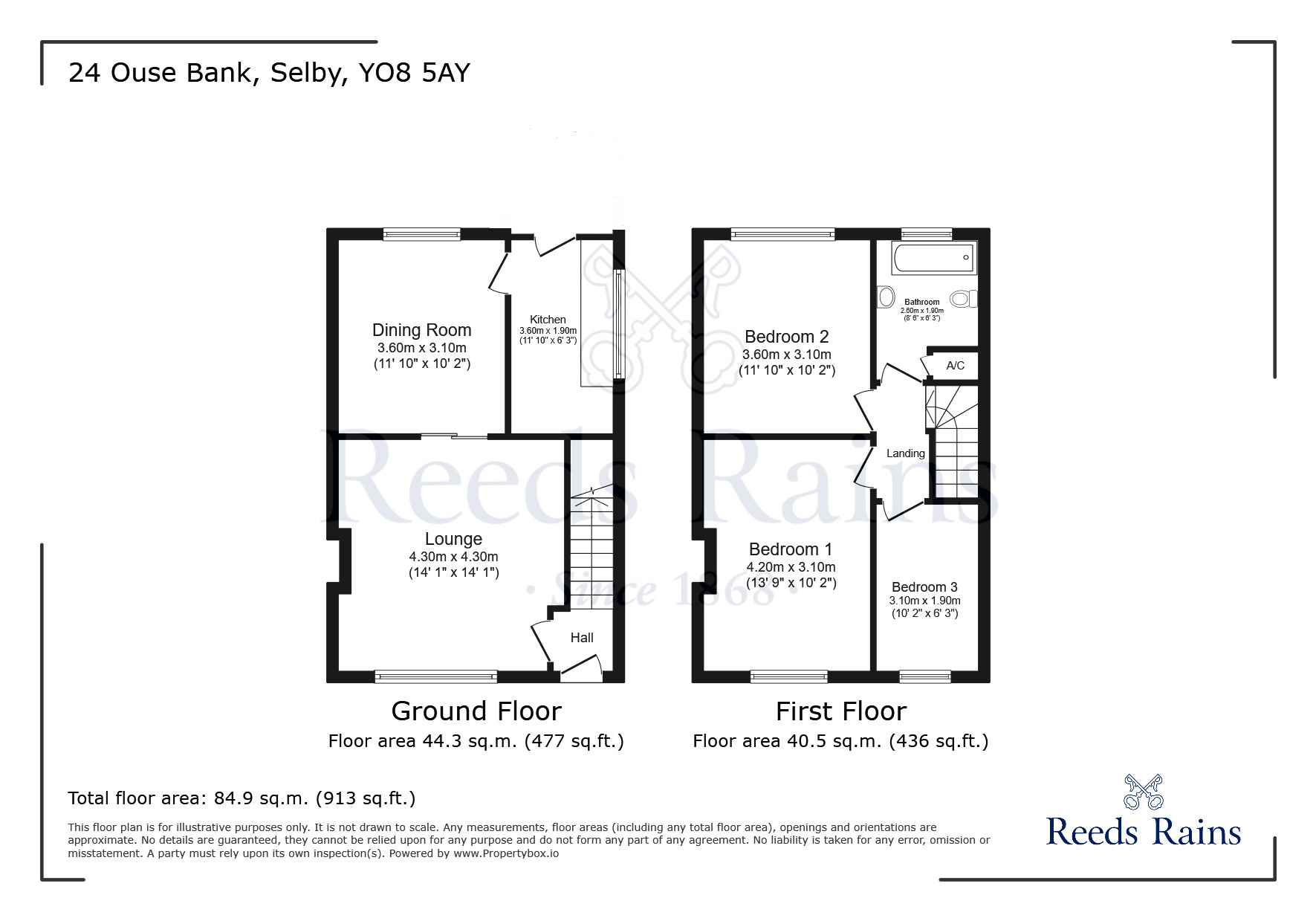 Floorplan of 3 bedroom End Terrace House for sale, Ouse Bank, Selby, North Yorkshire, YO8