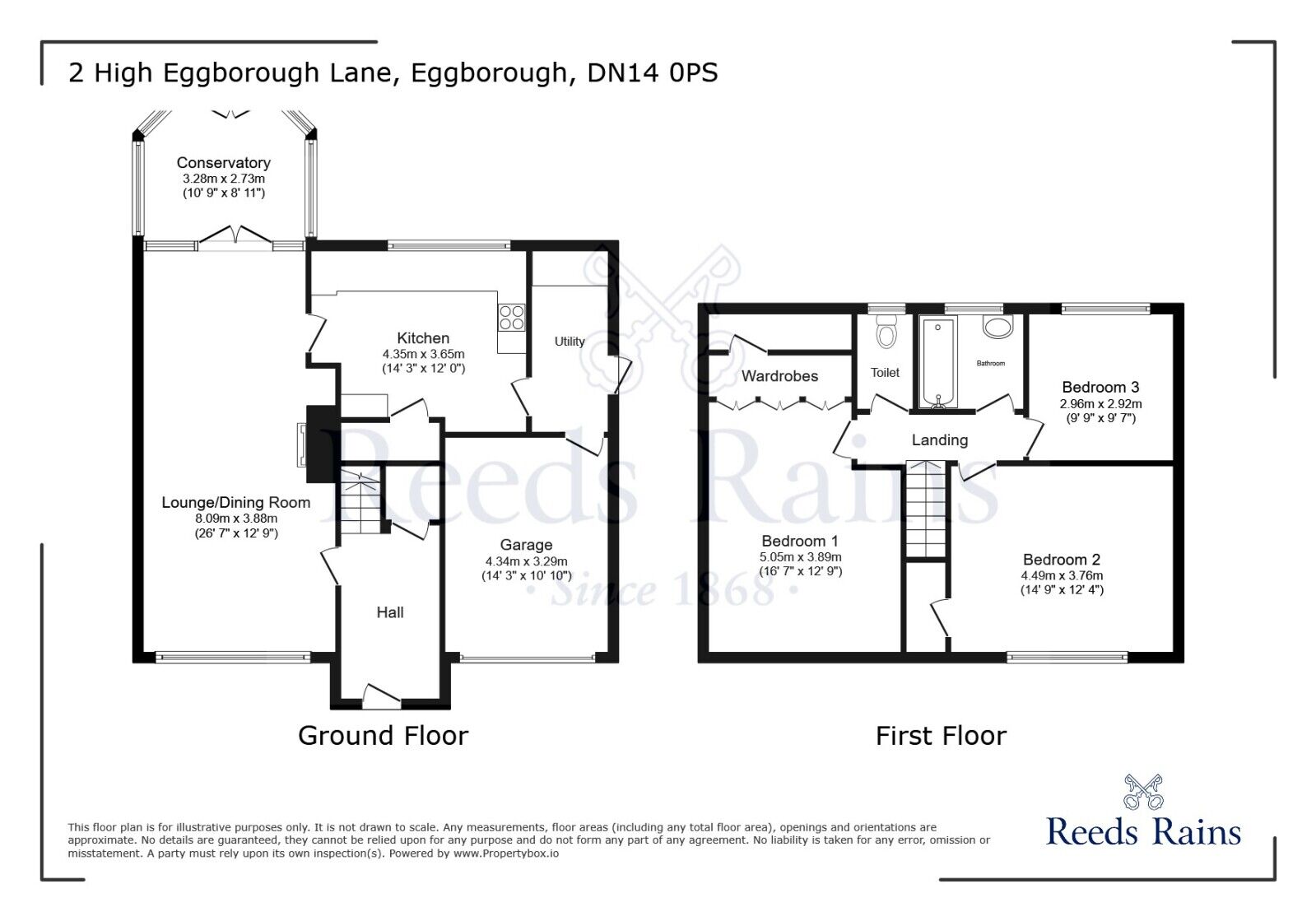 Floorplan of 3 bedroom Semi Detached House for sale, High Eggborough Lane, Eggborough, North Yorkshire, DN14
