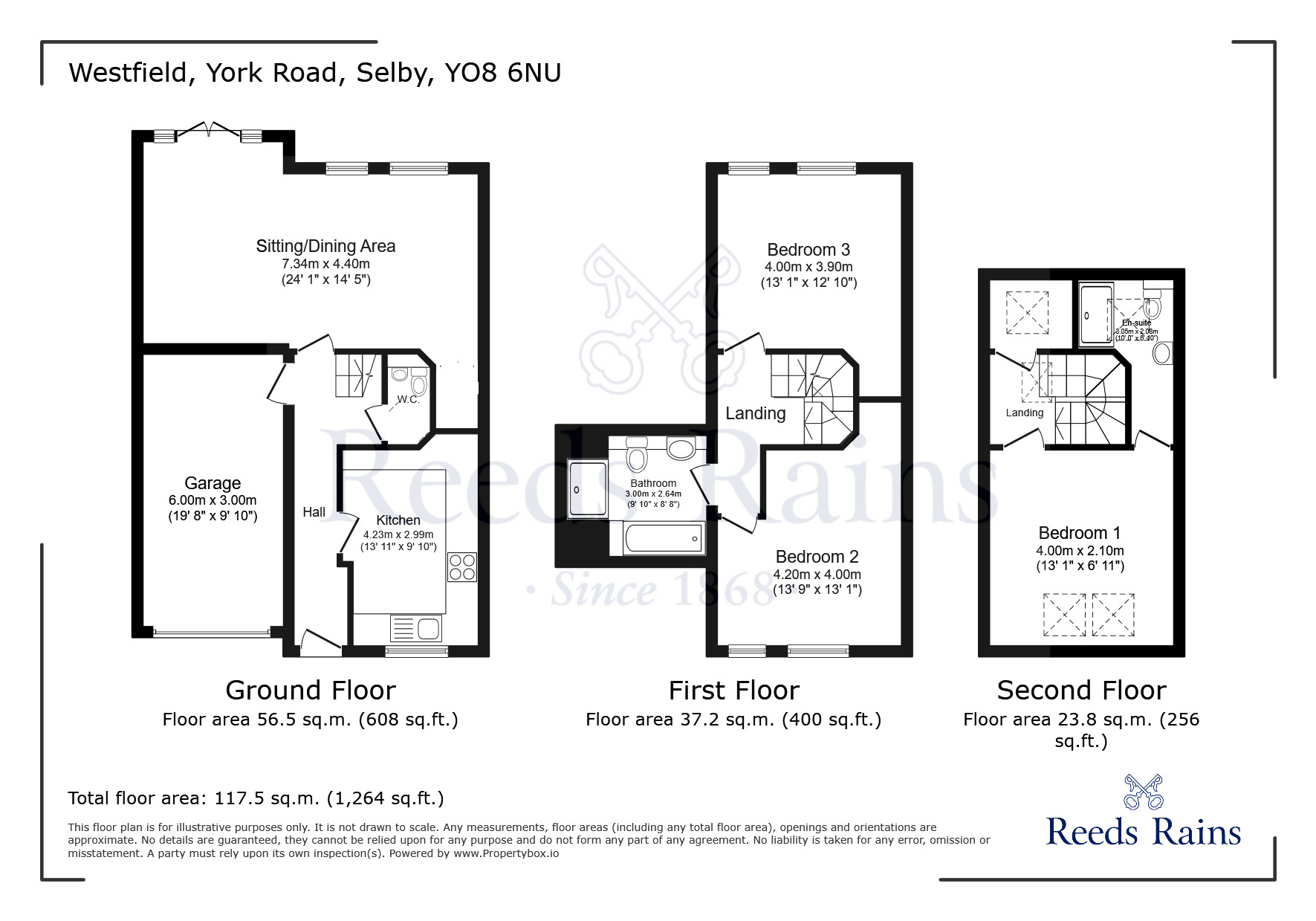 Floorplan of 3 bedroom Semi Detached House for sale, Cliffe, Selby, North Yorkshire, YO8