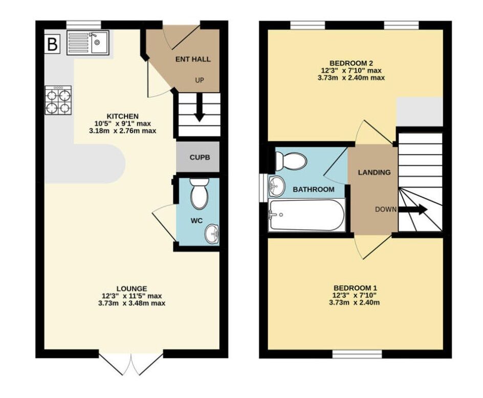 Floorplan of 2 bedroom End Terrace House to rent, Blackthorn Close, Selby, North Yorkshire, YO8