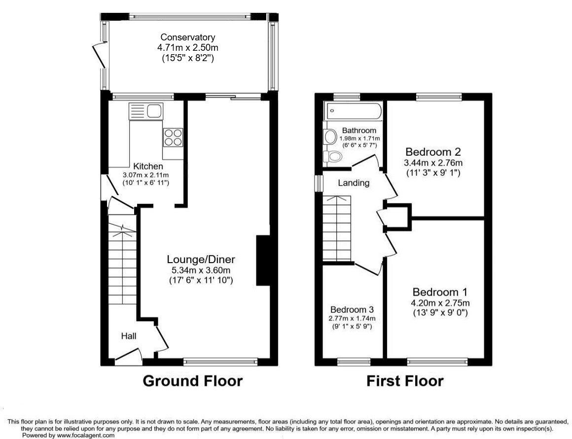 Floorplan of 3 bedroom Semi Detached House for sale, Croft Road, Camblesforth, North Yorkshire, YO8