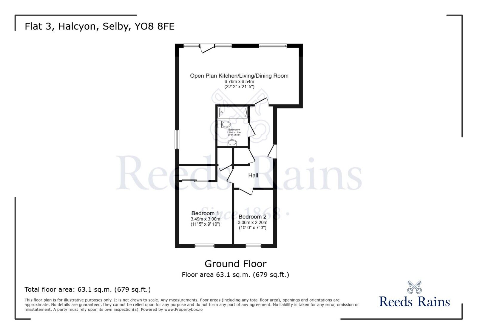 Floorplan of 2 bedroom  Flat for sale, The Waterfront, Selby, North Yorkshire, YO8