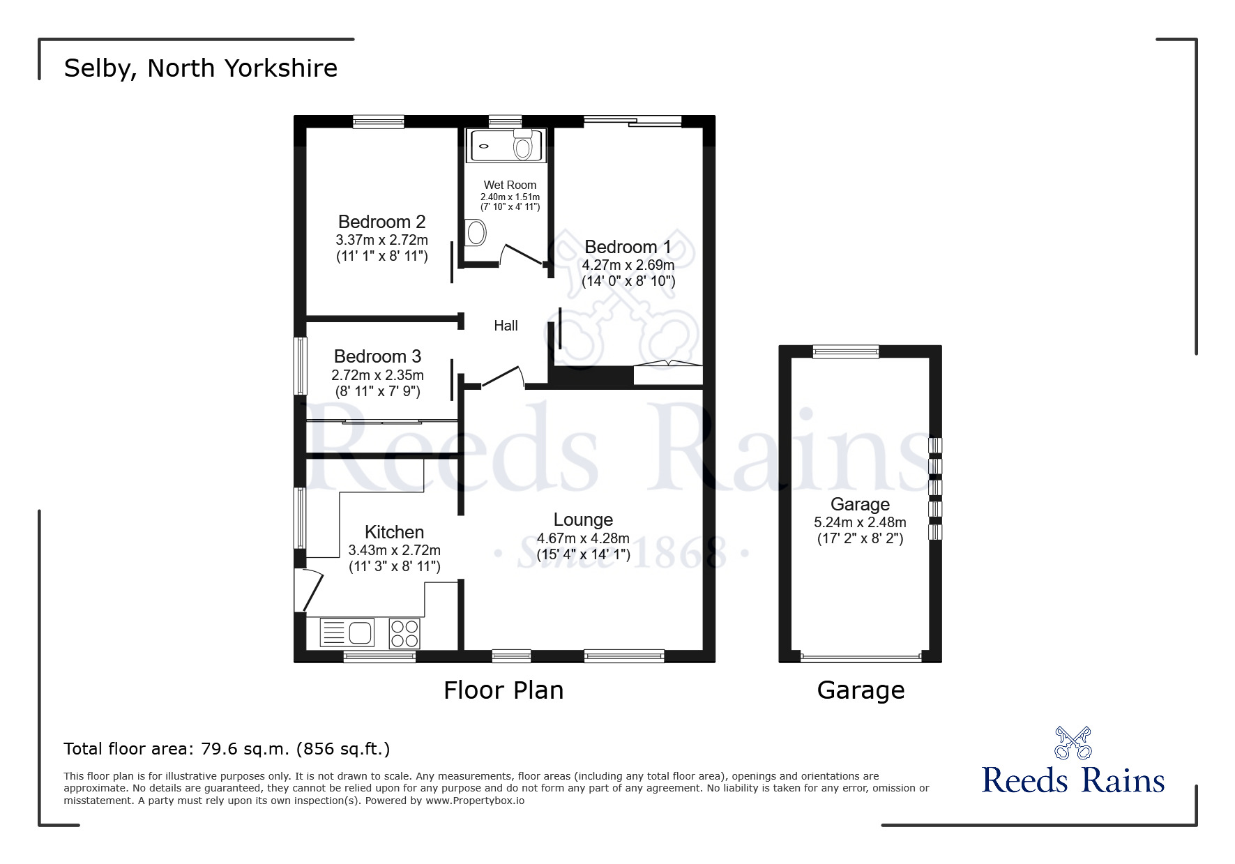 Floorplan of 3 bedroom Semi Detached Bungalow for sale, Bridle Walk, Selby, North Yorkshire, YO8