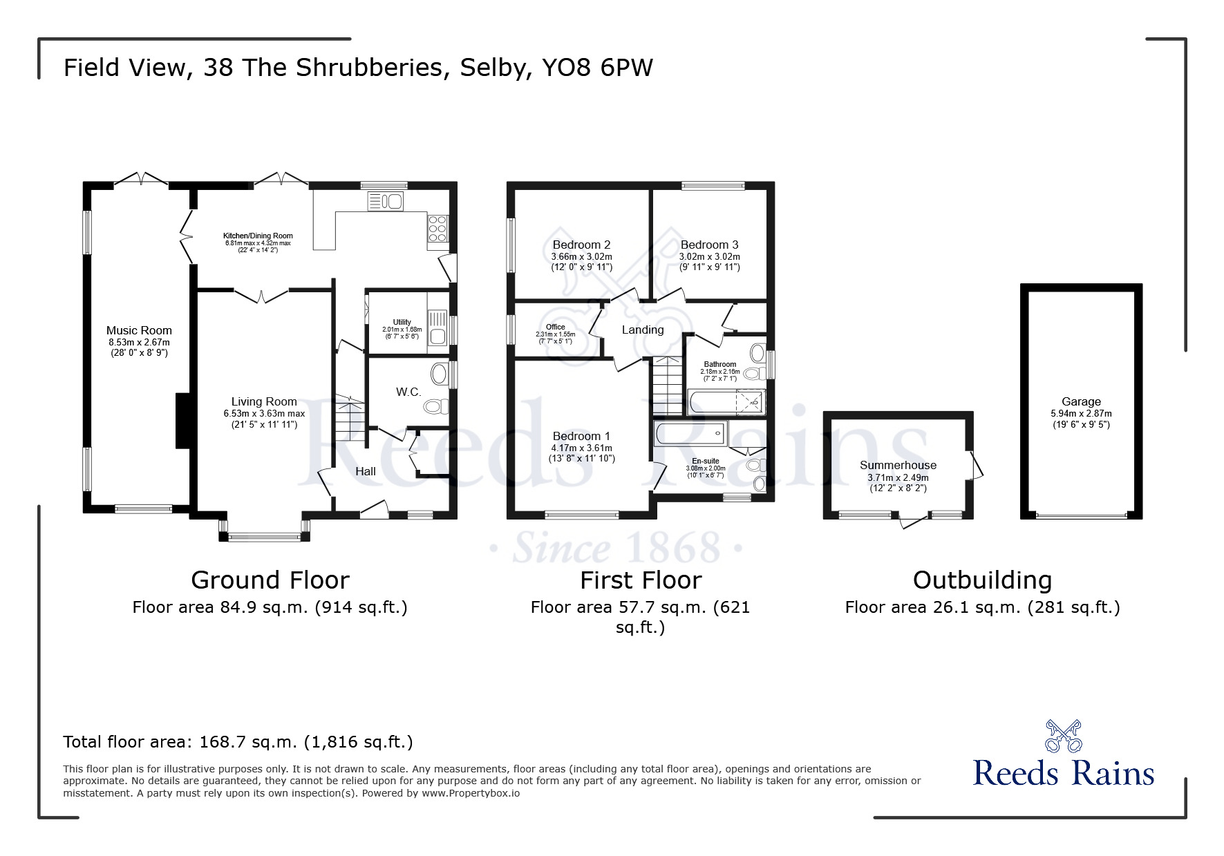 Floorplan of 4 bedroom Detached House for sale, The Shrubberies, Cliffe, North Yorkshire, YO8