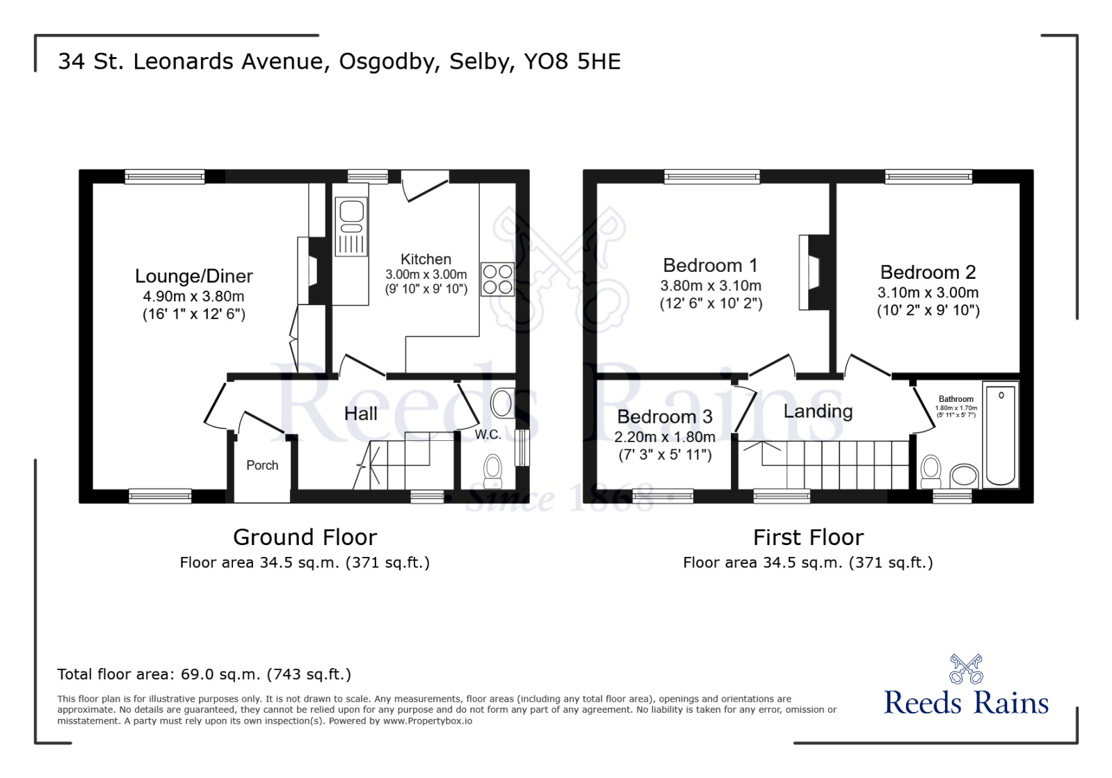 Floorplan of 3 bedroom Semi Detached House for sale, St. Leonards Avenue, Osgodby, North Yorkshire, YO8