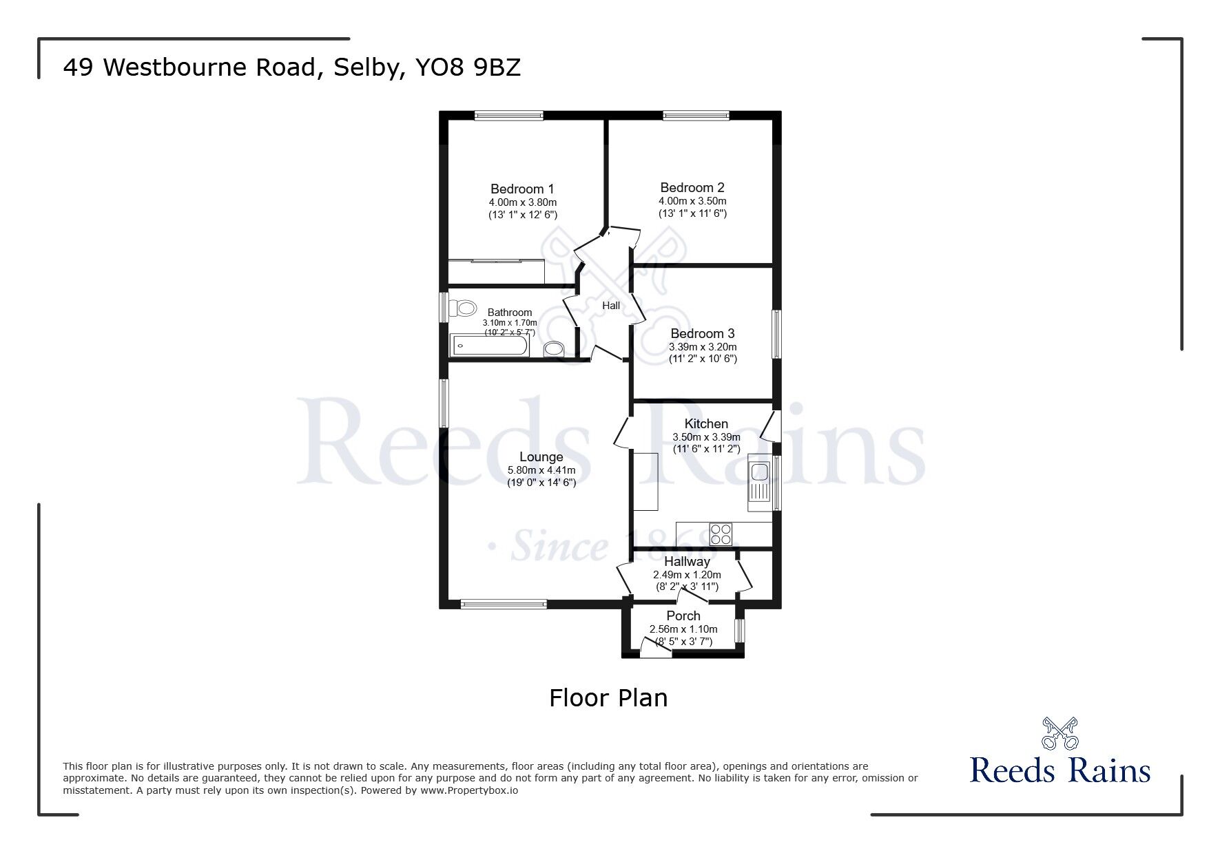 Floorplan of 3 bedroom Detached Bungalow for sale, Westbourne Road, Selby, North Yorkshire, YO8
