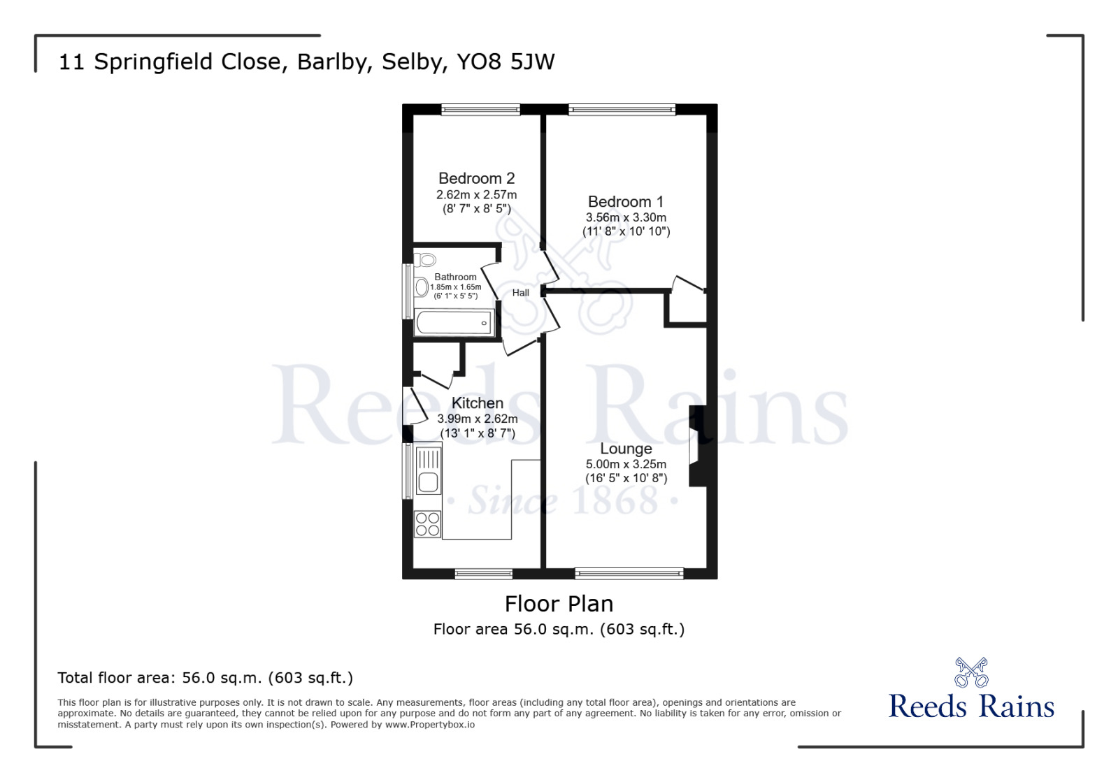 Floorplan of 2 bedroom Semi Detached Bungalow for sale, Springfield Close, Barlby, North Yorkshire, YO8