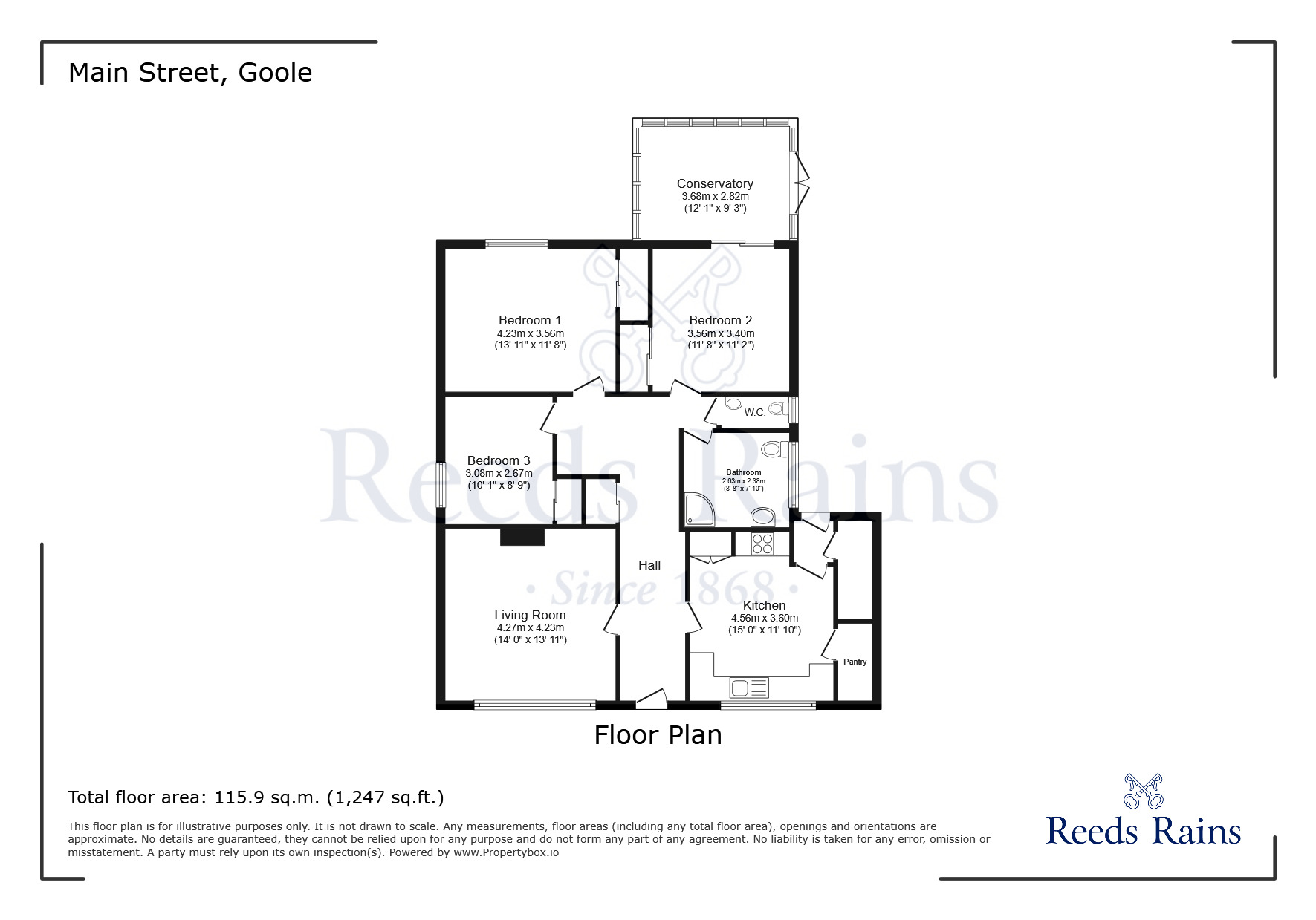 Floorplan of 3 bedroom Detached Bungalow for sale, Main Street, Kellington, North Yorkshire, DN14