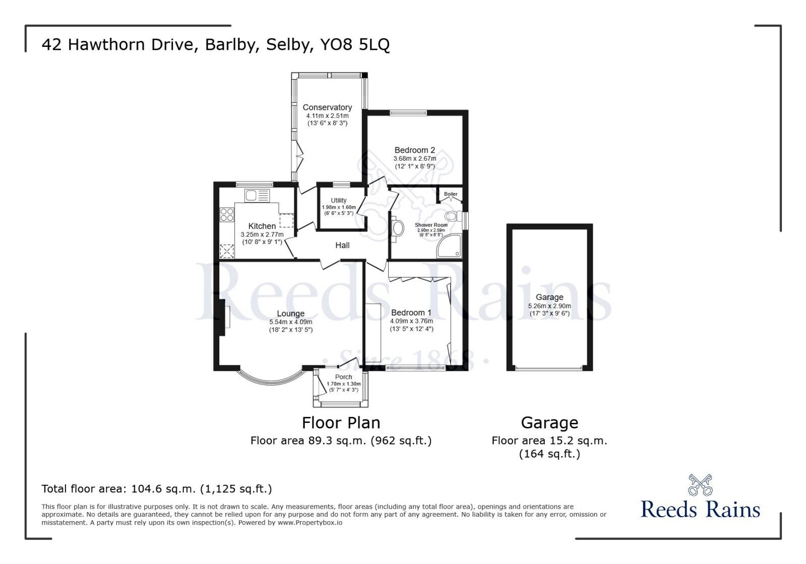 Floorplan of 2 bedroom Detached Bungalow for sale, Hawthorn Drive, Barlby, North Yorkshire, YO8