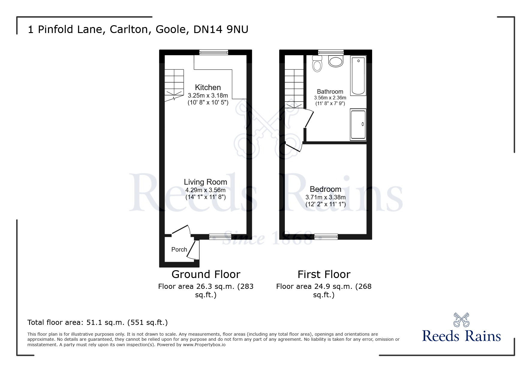 Floorplan of 1 bedroom End Terrace House for sale, Pinfold Lane, Carlton, North Yorkshire, DN14