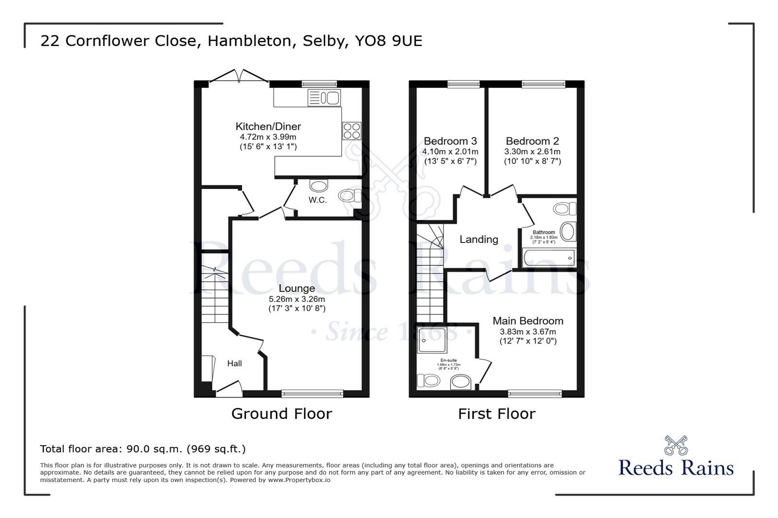 Floorplan of 3 bedroom Semi Detached House for sale, Cornflower Close, Hambleton, North Yorkshire, YO8