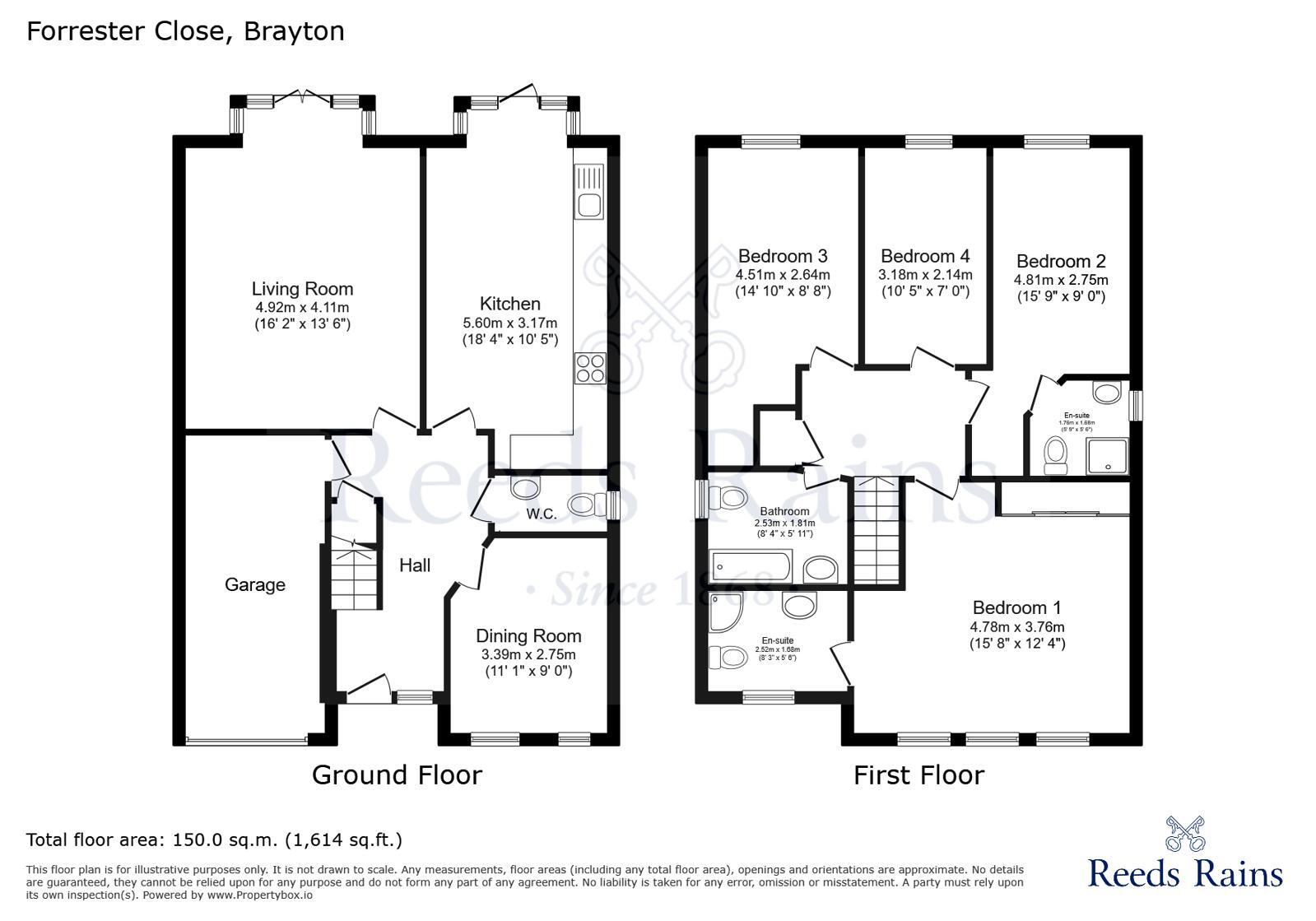 Floorplan of 4 bedroom Detached House for sale, Forrester Close, Brayton, North Yorkshire, YO8