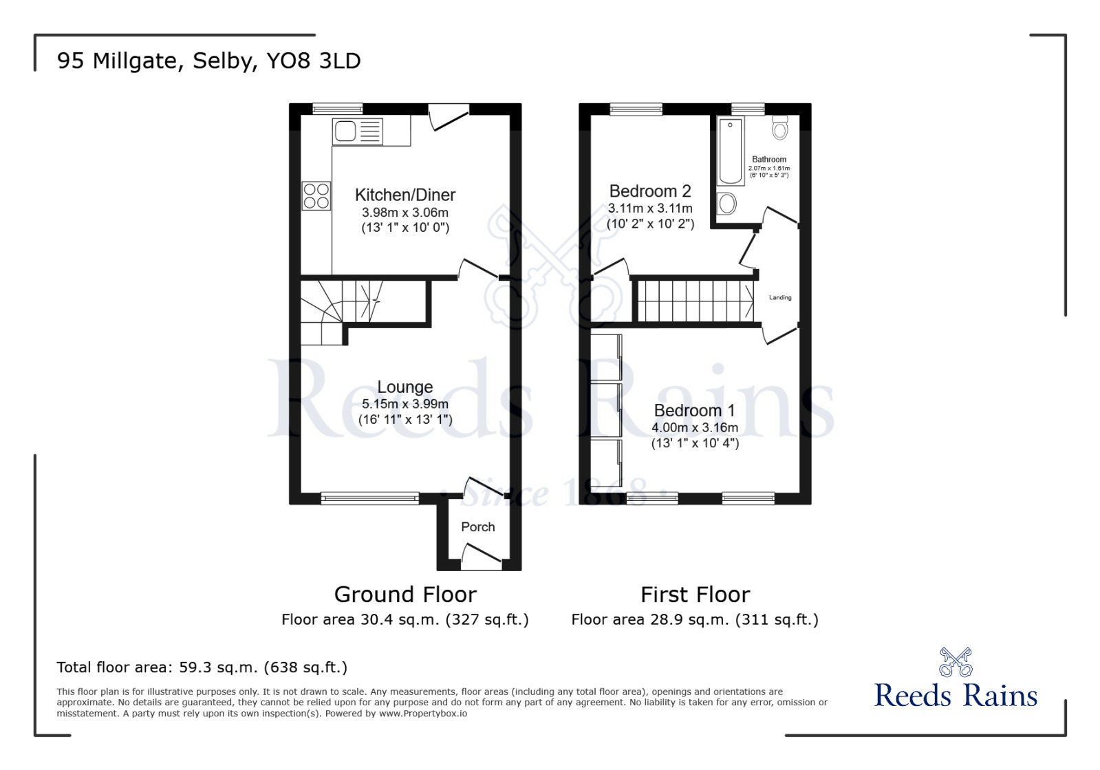 Floorplan of 2 bedroom Semi Detached House for sale, Millgate, Selby, North Yorkshire, YO8