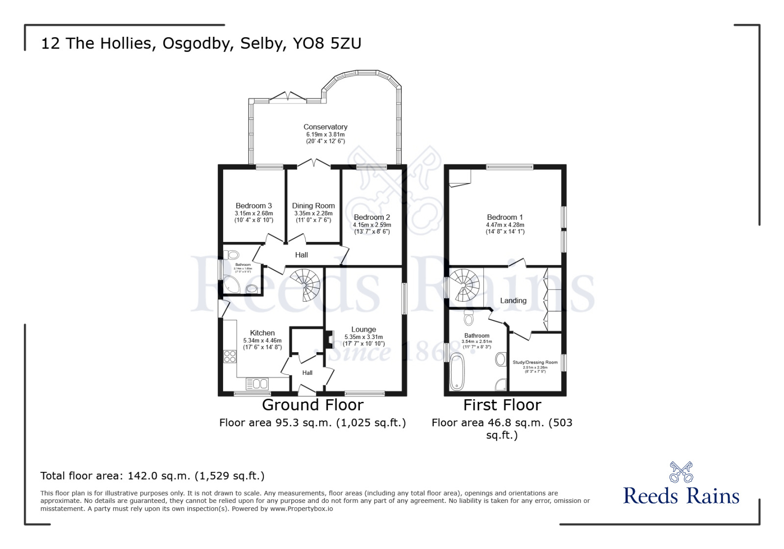 Floorplan of 3 bedroom Detached Bungalow for sale, The Hollies, Osgodby, North Yorkshire, YO8
