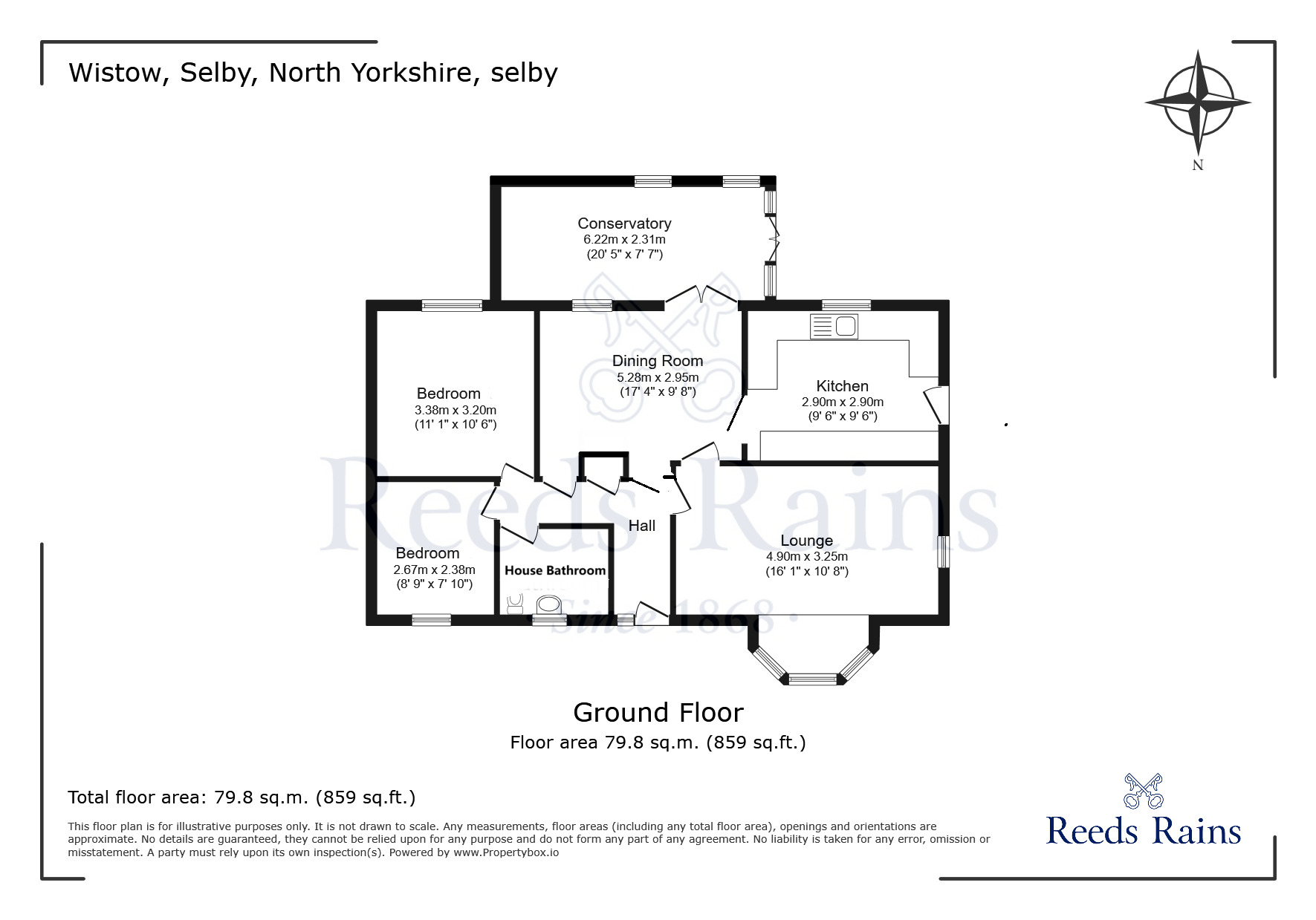 Floorplan of 2 bedroom Detached Bungalow for sale, Church Walk, Wistow, North Yorkshire, YO8