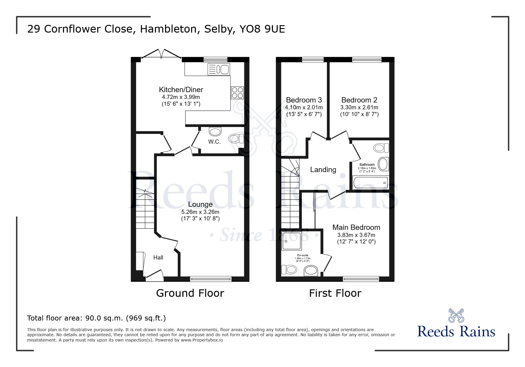 Floorplan of 3 bedroom Semi Detached House for sale, Cornflower Close, Hambleton, North Yorkshire, YO8