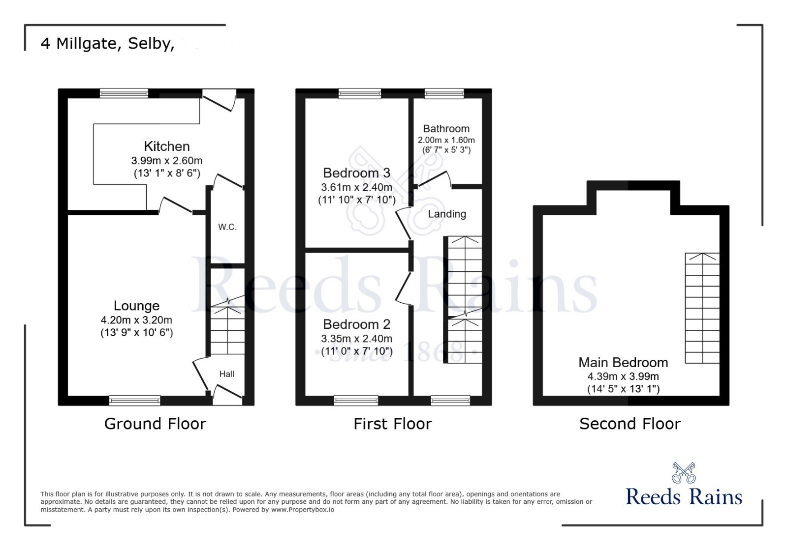 Floorplan of 3 bedroom End Terrace House to rent, Millgate, Selby, North Yorkshire, YO8