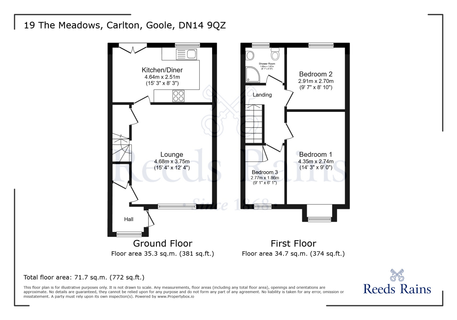 Floorplan of 3 bedroom Semi Detached House for sale, The Meadows, Carlton, North Yorkshire, DN14