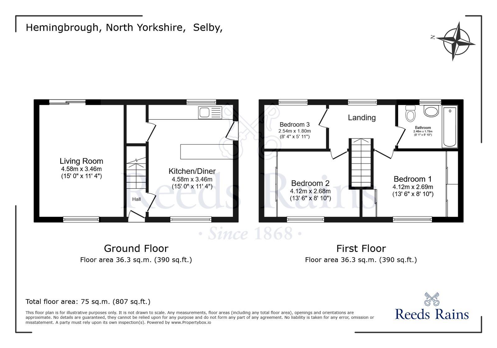 Floorplan of 3 bedroom Detached House for sale, St. Marys Avenue, Hemingbrough, North Yorkshire, YO8