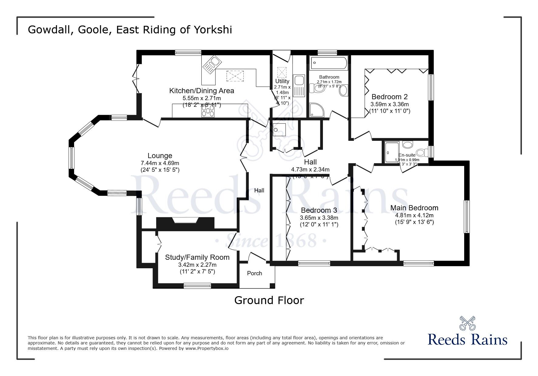 Floorplan of 3 bedroom Detached Bungalow for sale, Lodge Lane, Gowdall, East Riding of Yorkshi, DN14