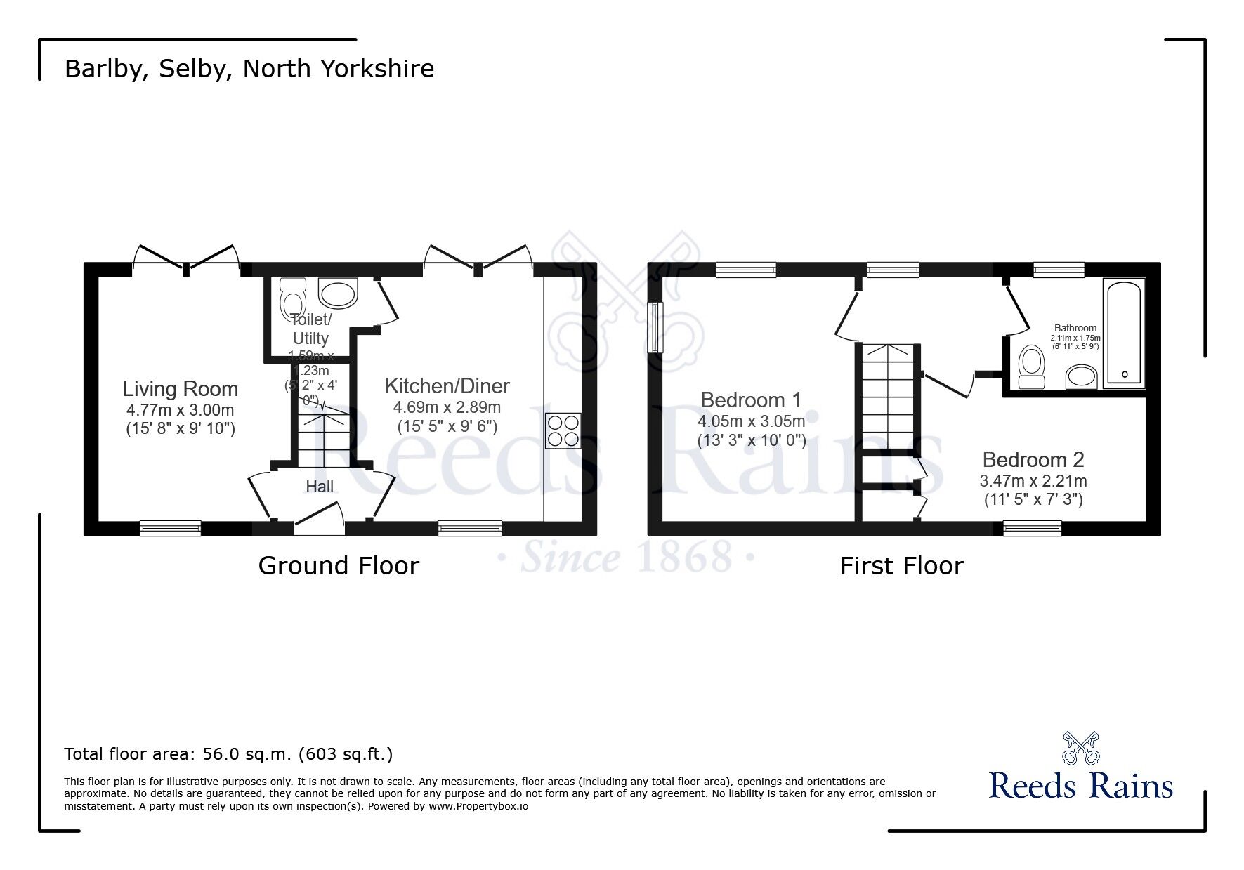 Floorplan of 2 bedroom Detached House for sale, Church Lane, Barlby, North Yorkshire, YO8