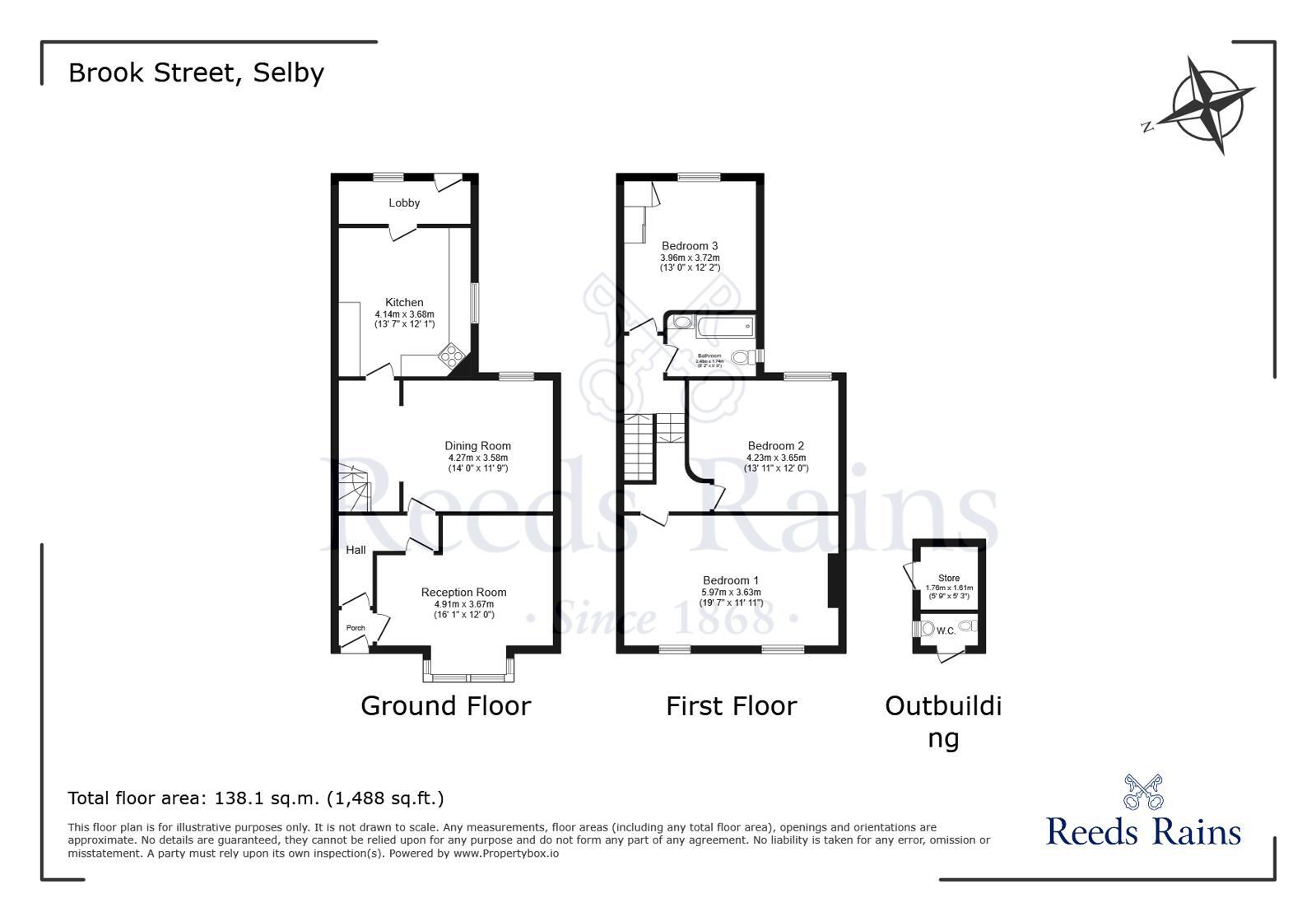 Floorplan of 3 bedroom Mid Terrace House for sale, Brook Street, Selby, North Yorkshire, YO8