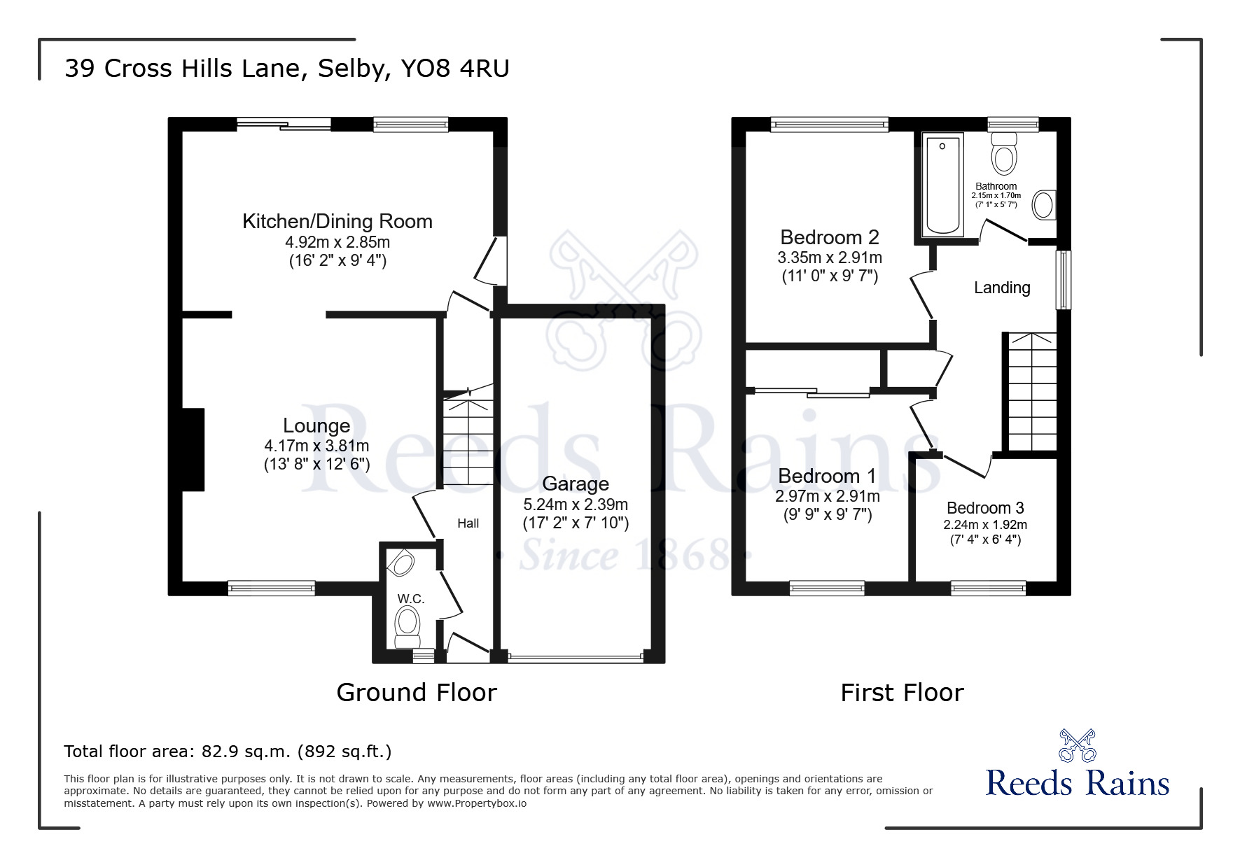Floorplan of 3 bedroom Detached House for sale, Cross Hills Lane, Selby, North Yorkshire, YO8