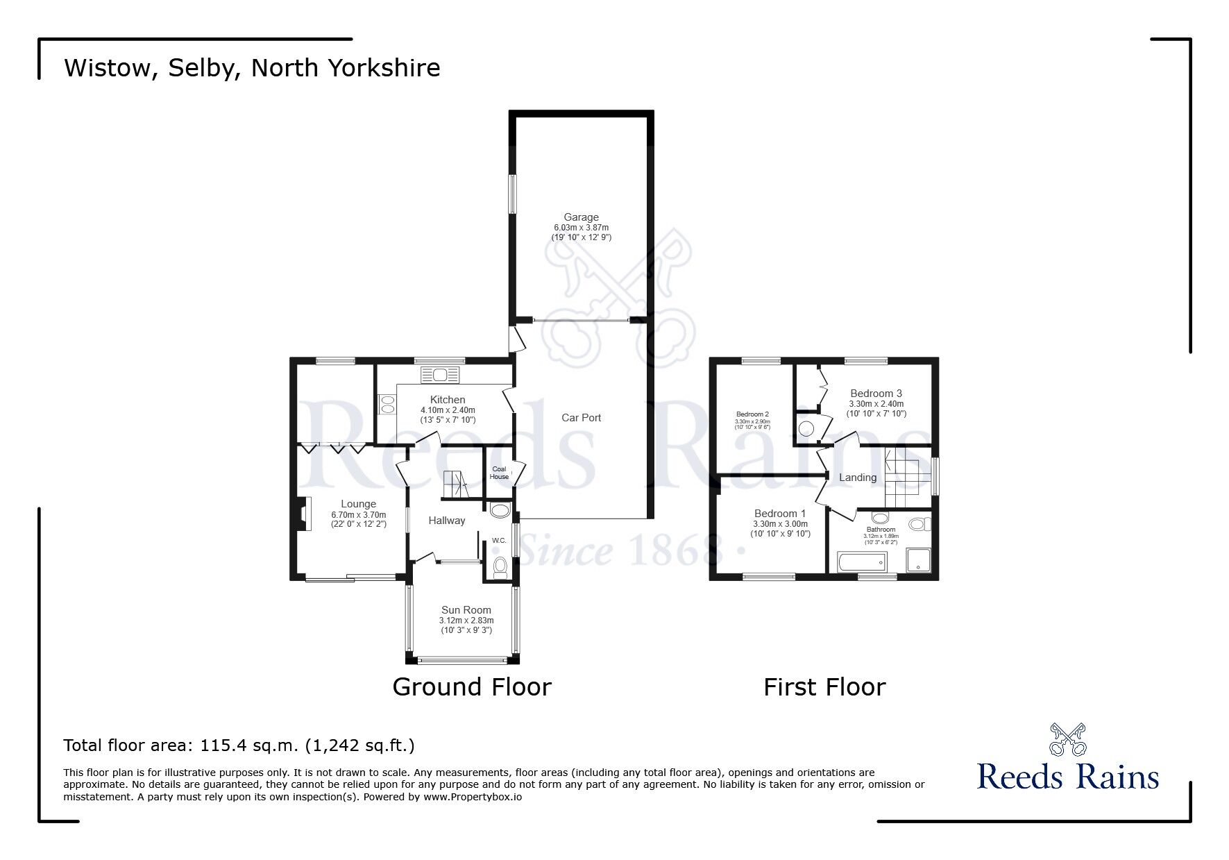 Floorplan of 3 bedroom Semi Detached House for sale, Station Road, Wistow, North Yorkshire, YO8