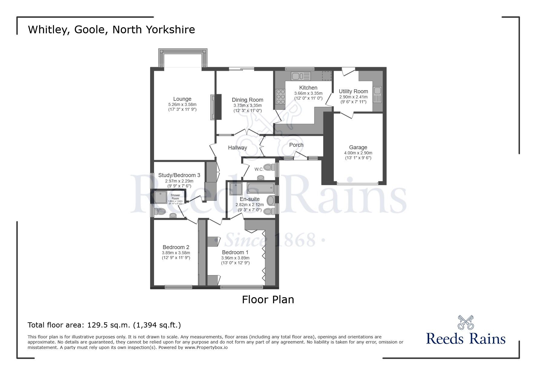 Floorplan of 3 bedroom Detached Bungalow for sale, Doncaster Road, Whitley, North Yorkshire, DN14