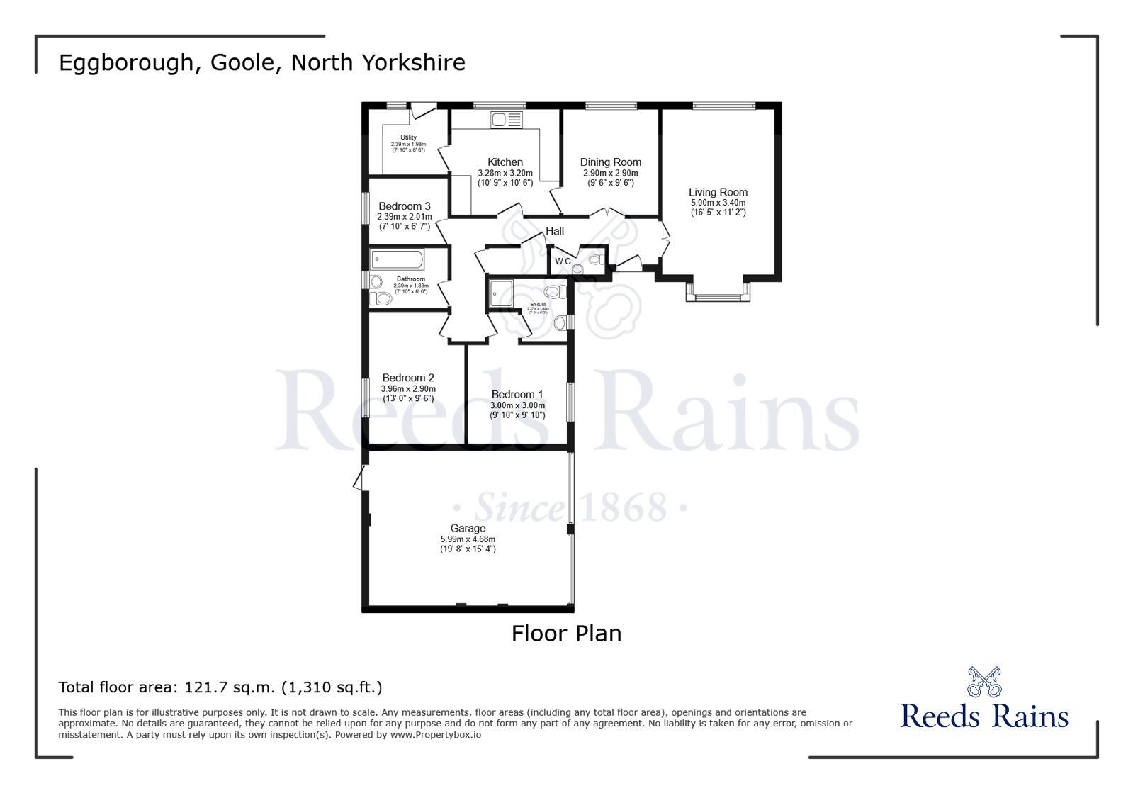 Floorplan of 3 bedroom Detached Bungalow for sale, The Hamlet, Eggborough, North Yorkshire, DN14