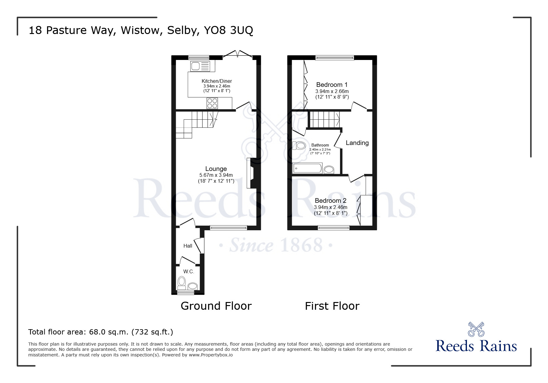 Floorplan of 2 bedroom Mid Terrace House for sale, Pasture Way, Wistow, North Yorkshire, YO8