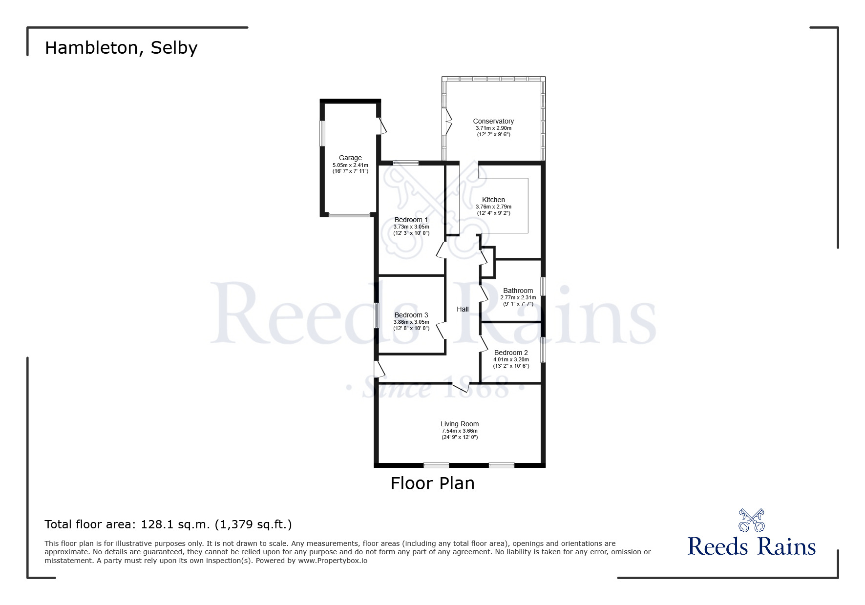 Floorplan of 3 bedroom Detached Bungalow for sale, Appletree Drive, Hambleton, North Yorkshire, YO8