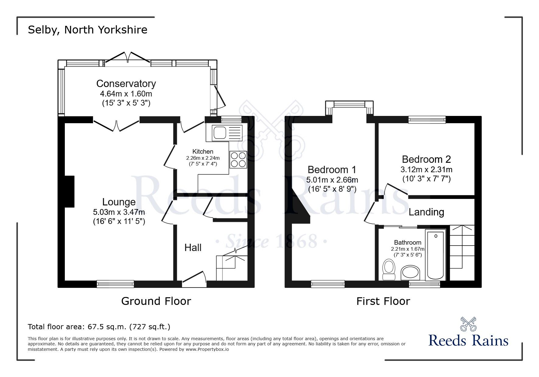 Floorplan of 2 bedroom Semi Detached House for sale, Portholme Drive, Selby, North Yorkshire, YO8