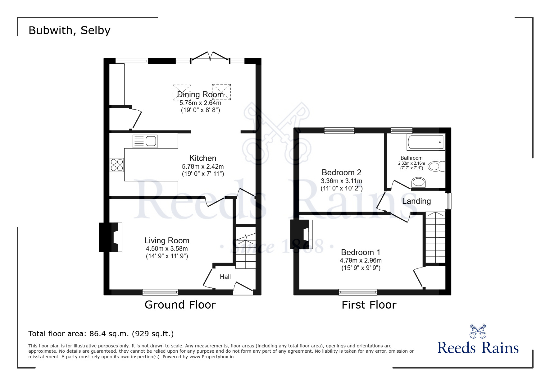 Floorplan of 2 bedroom Semi Detached House for sale, Highfield Road, Bubwith, East Riding of Yorkshi, YO8