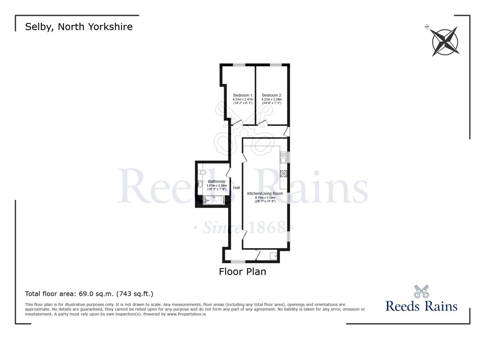 Floorplan of 2 bedroom Flat for sale, New Lane, Selby, North Yorkshire, YO8