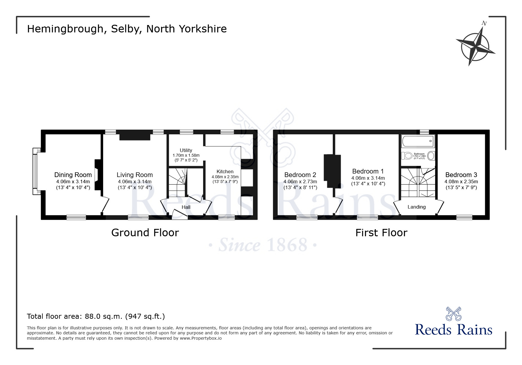 Floorplan of 3 bedroom Semi Detached Property for sale, Main Street, Hemingbrough, North Yorkshire, YO8