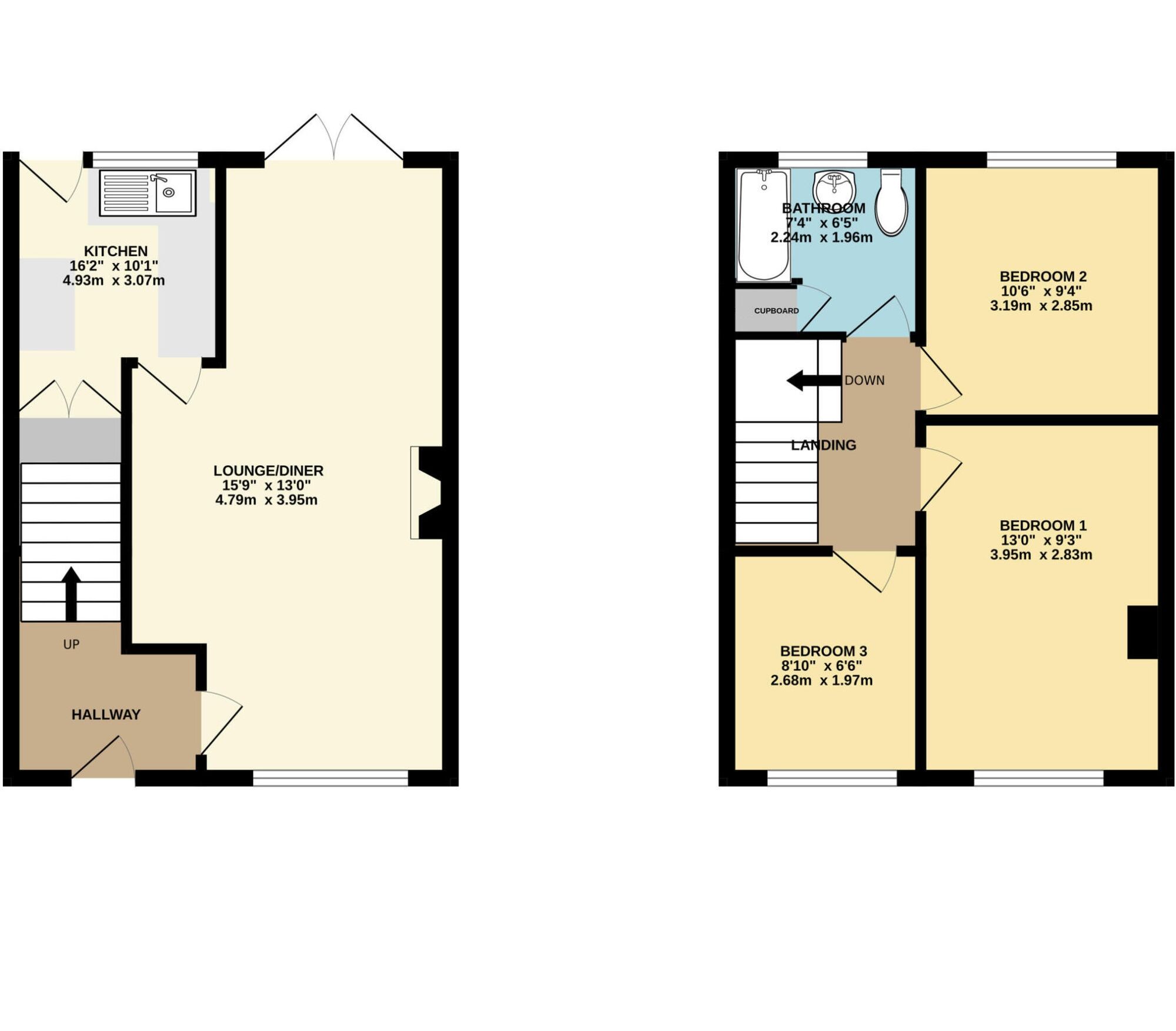 Floorplan of 3 bedroom Mid Terrace House for sale, Laurel Terrace, Hirst Courtney, North Yorkshire, YO8