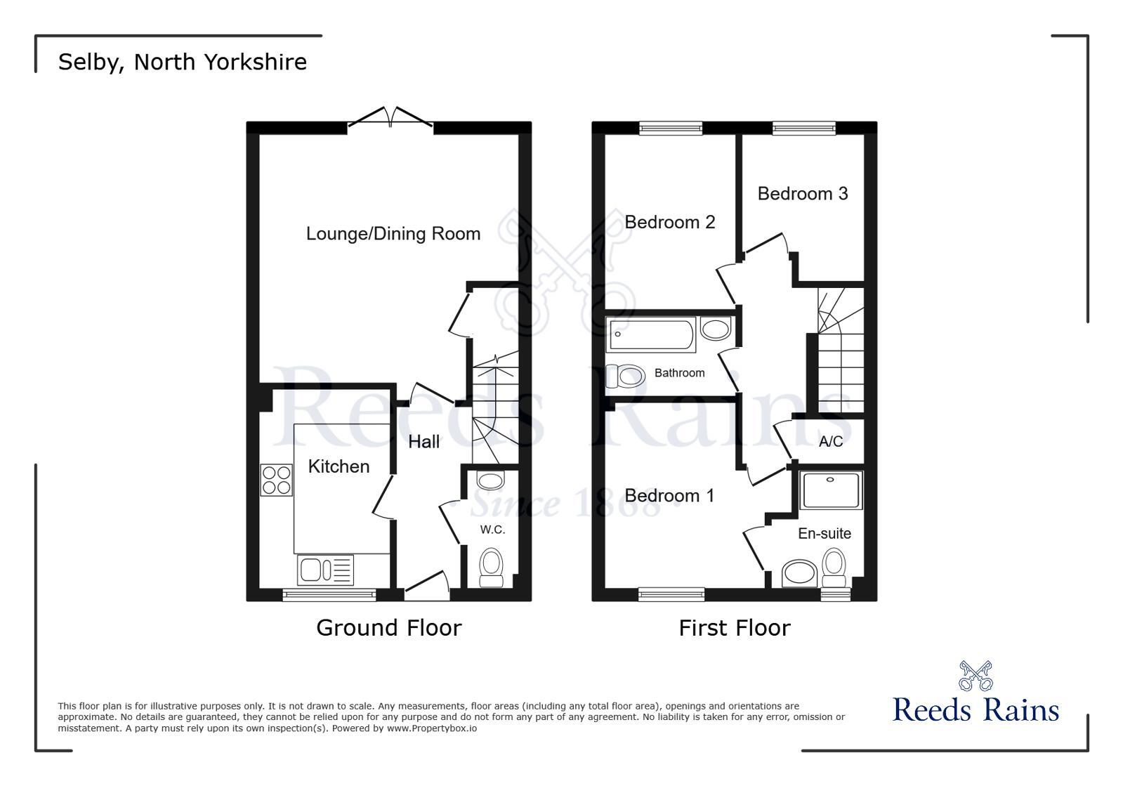 Floorplan of 3 bedroom Mid Terrace House for sale, Elm Close, Selby, North Yorkshire, YO8