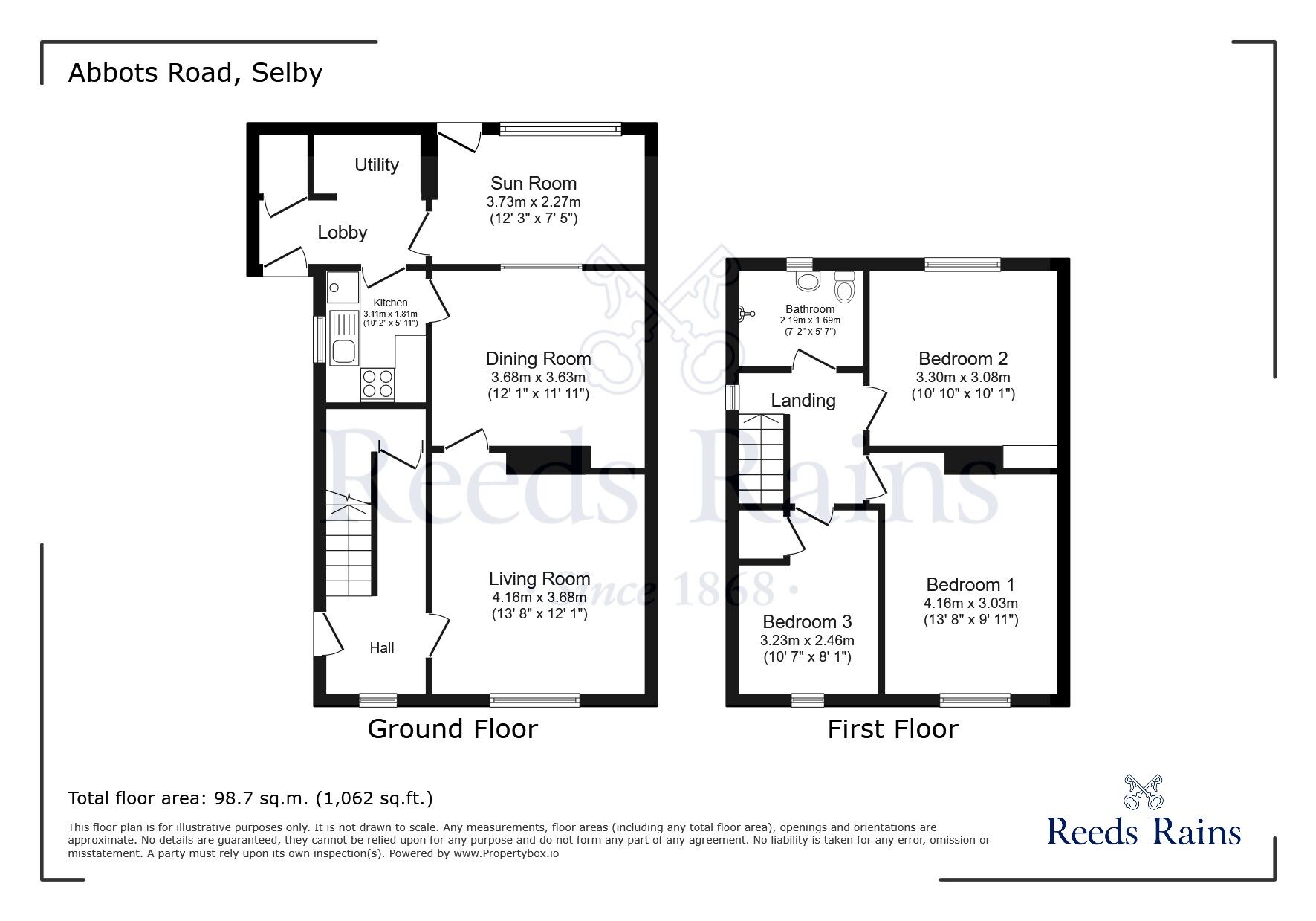 Floorplan of 3 bedroom Semi Detached House for sale, Abbots Road, Selby, North Yorkshire, YO8