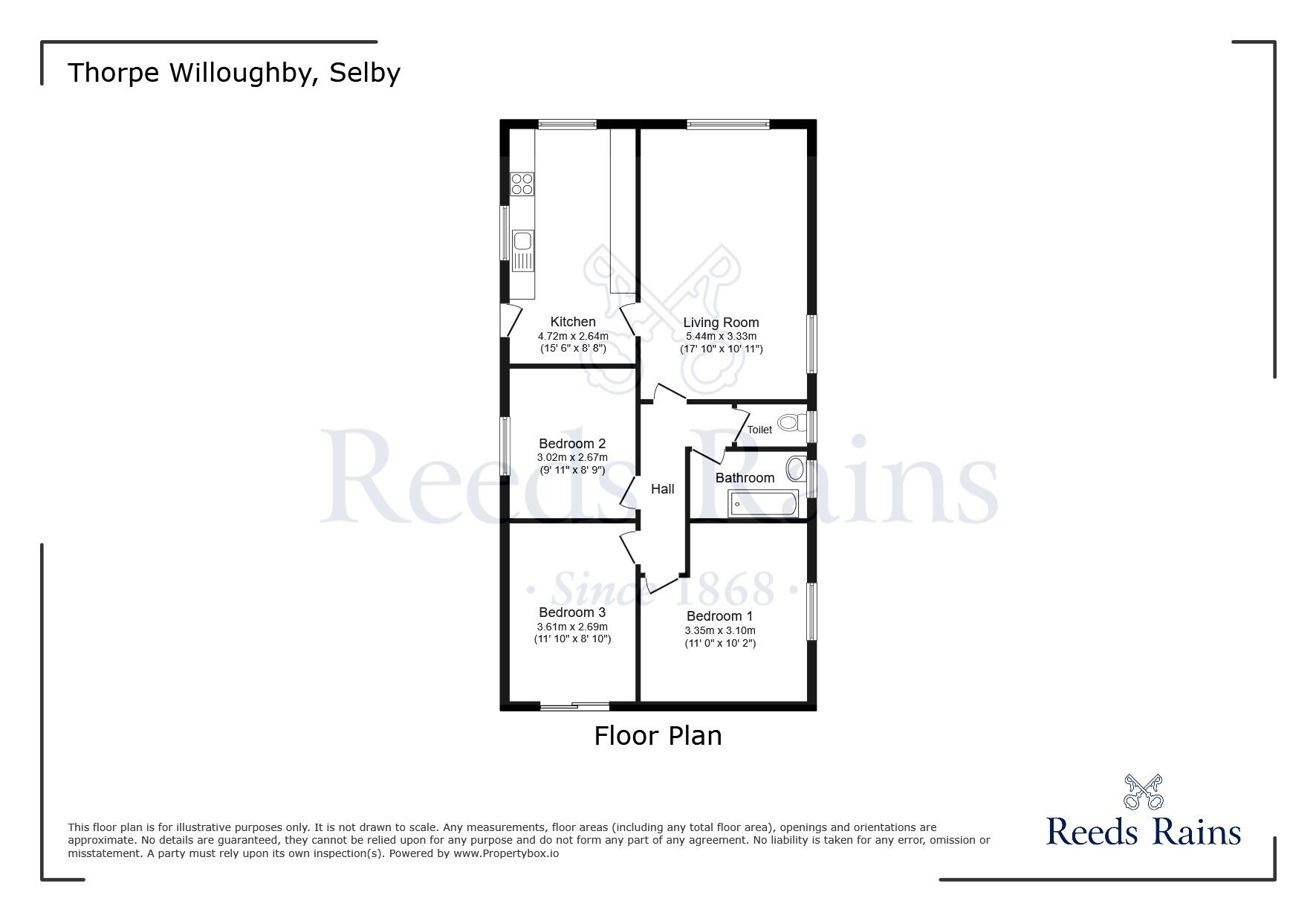 Floorplan of 3 bedroom Detached Bungalow for sale, Orchard Way, Thorpe Willoughby, North Yorkshire, YO8