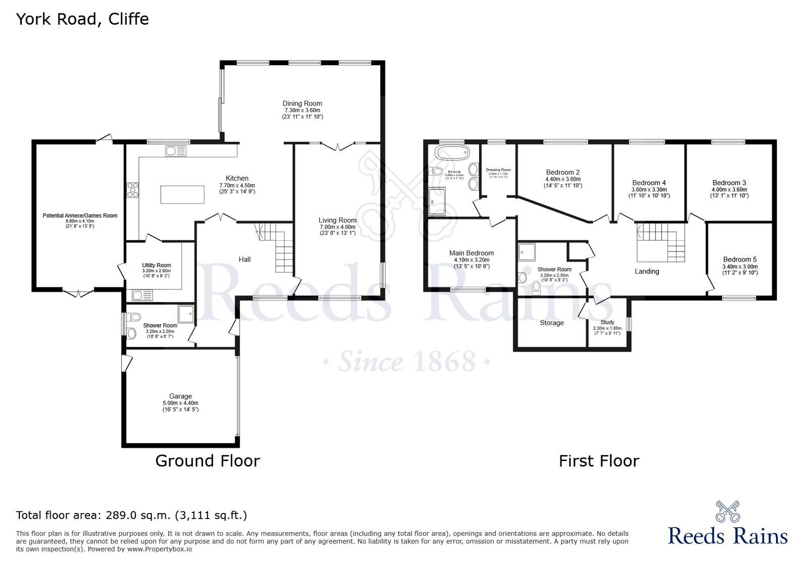 Floorplan of 5 bedroom Detached House for sale, York Road, Cliffe, North Yorkshire, YO8