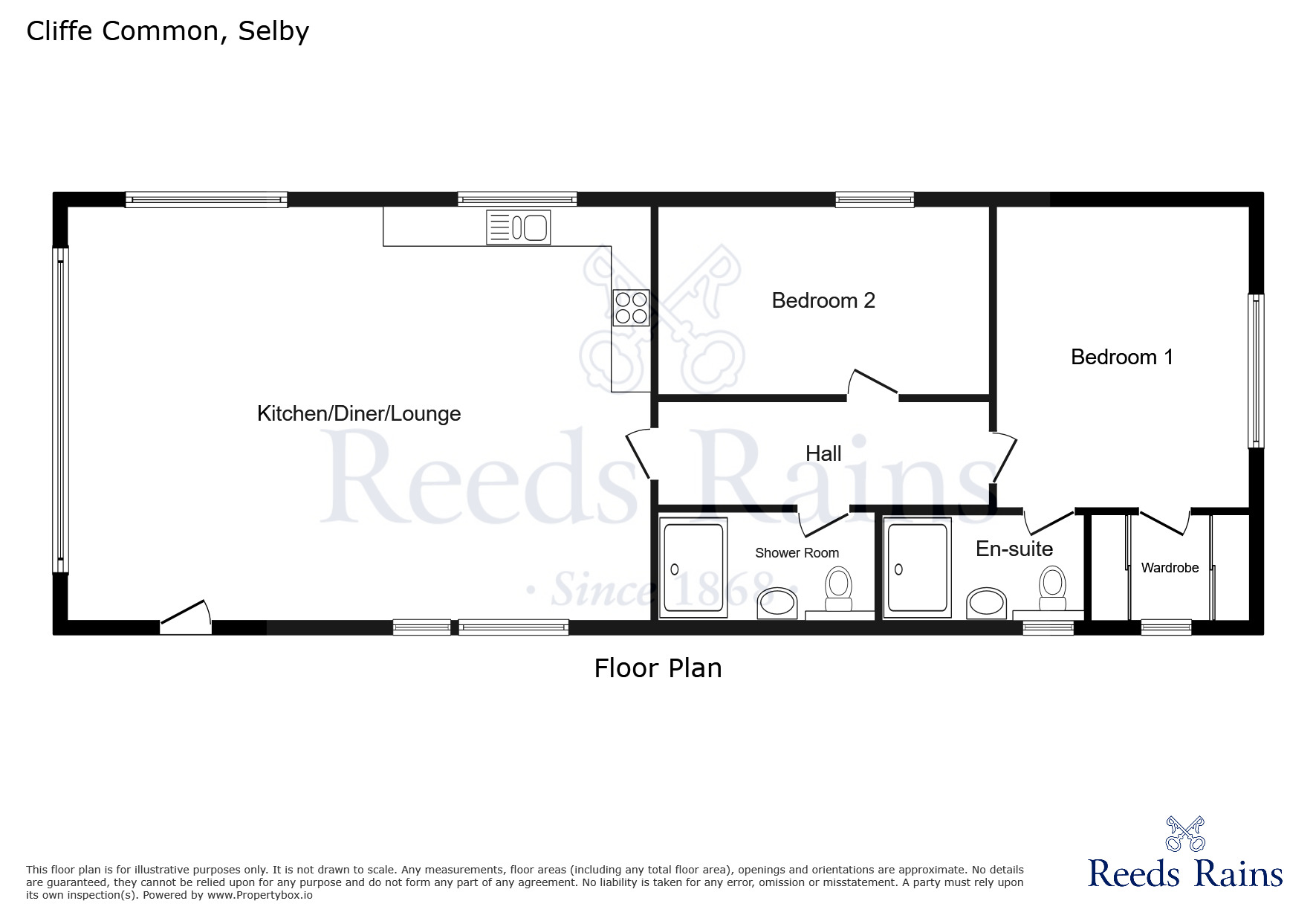 Floorplan of 2 bedroom Park Home Property for sale, Cliffe Common, Selby, North Yorkshire, YO8