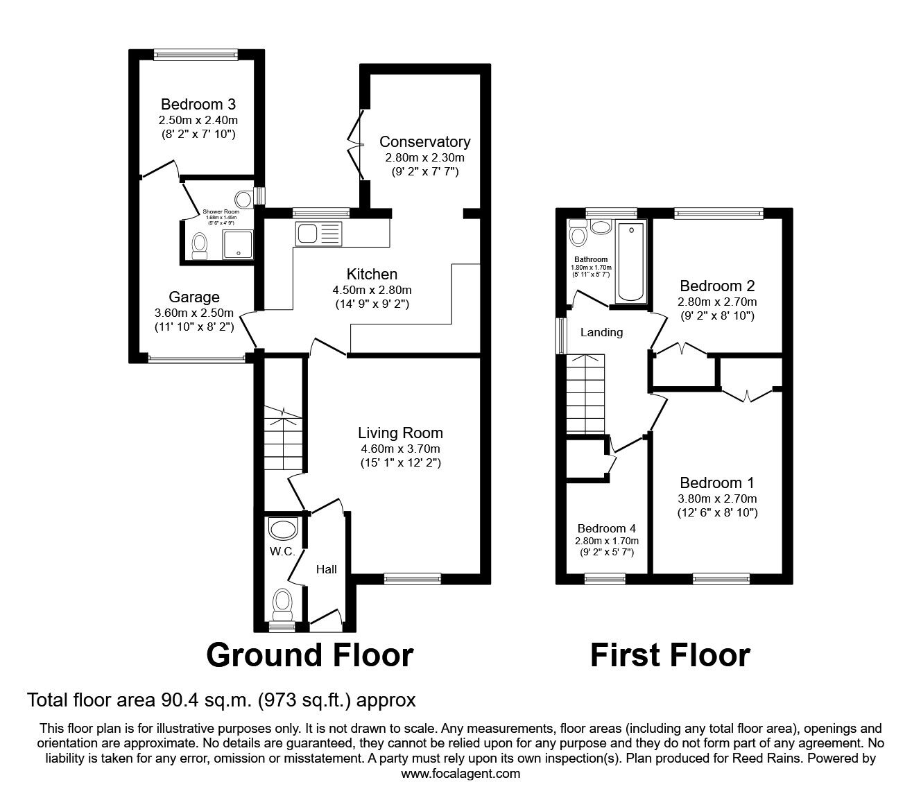 Floorplan of 4 bedroom Semi Detached House to rent, Meliden Gardens, St. Helens, Merseyside, WA9