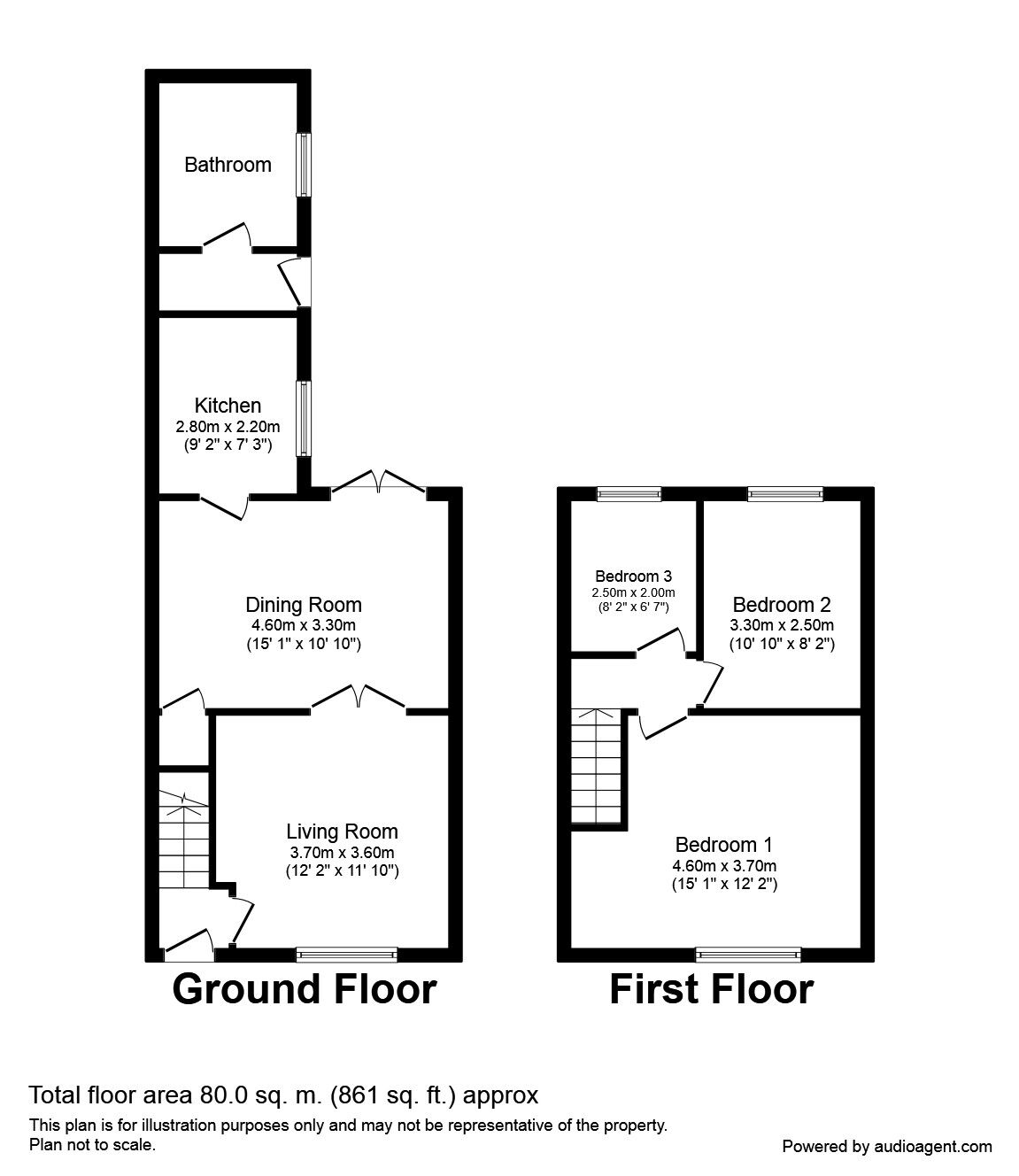 Floorplan of 3 bedroom Mid Terrace House to rent, Woodville Street, St. Helens, Merseyside, WA10