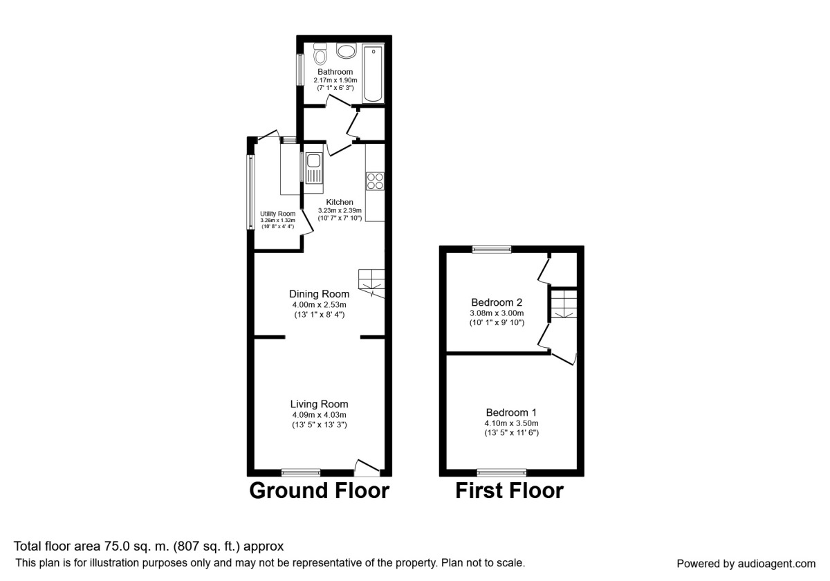 Floorplan of 2 bedroom Mid Terrace House to rent, Cleveland Street, St. Helens, Merseyside, WA9