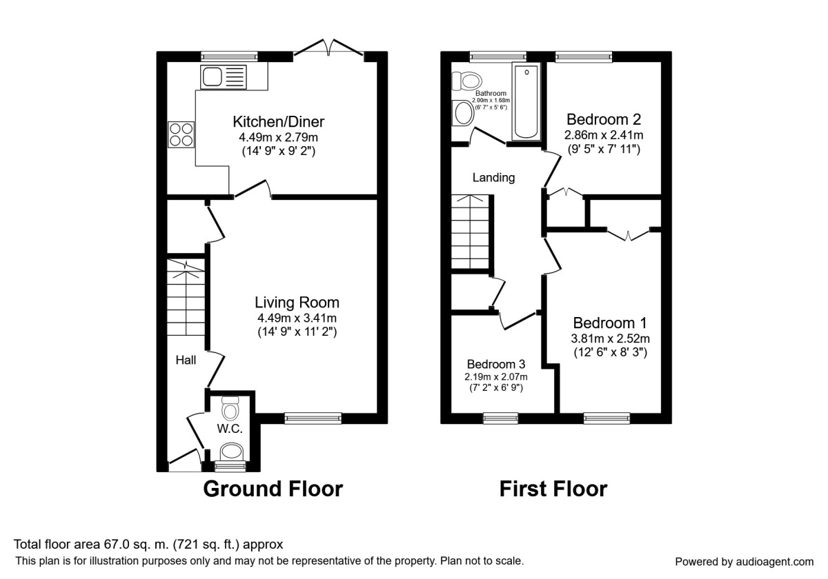 Floorplan of 3 bedroom Mid Terrace House to rent, Yarn Close, St. Helens, Merseyside, WA9