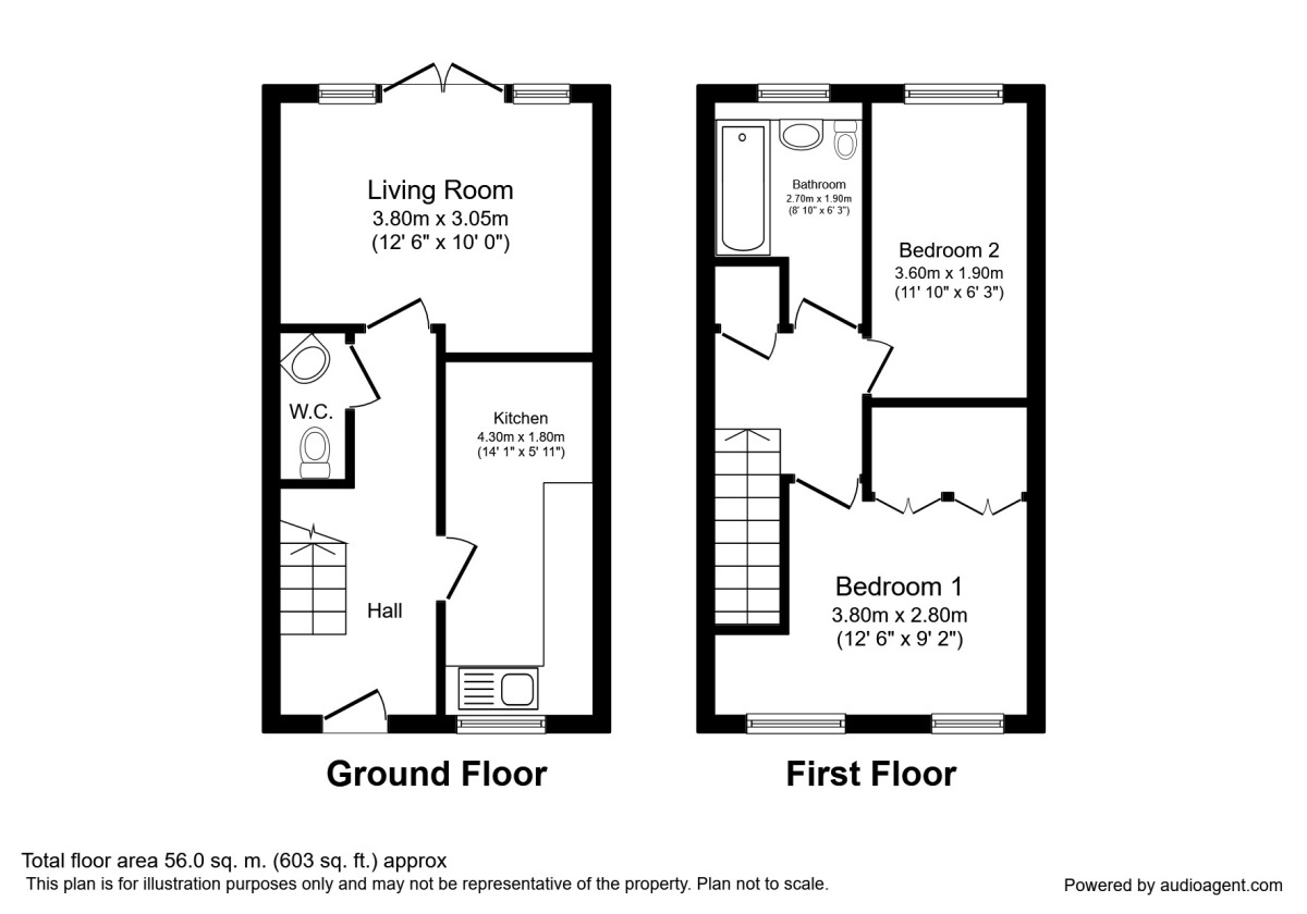 Floorplan of 2 bedroom  House to rent, Larkspur Grove, Warrington, WA5