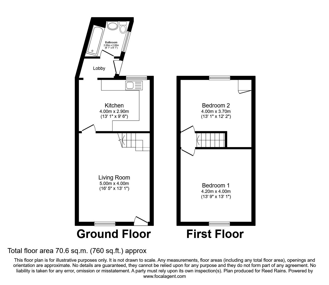 Floorplan of 2 bedroom Mid Terrace House to rent, Newton Road, St. Helens, Merseyside, WA9