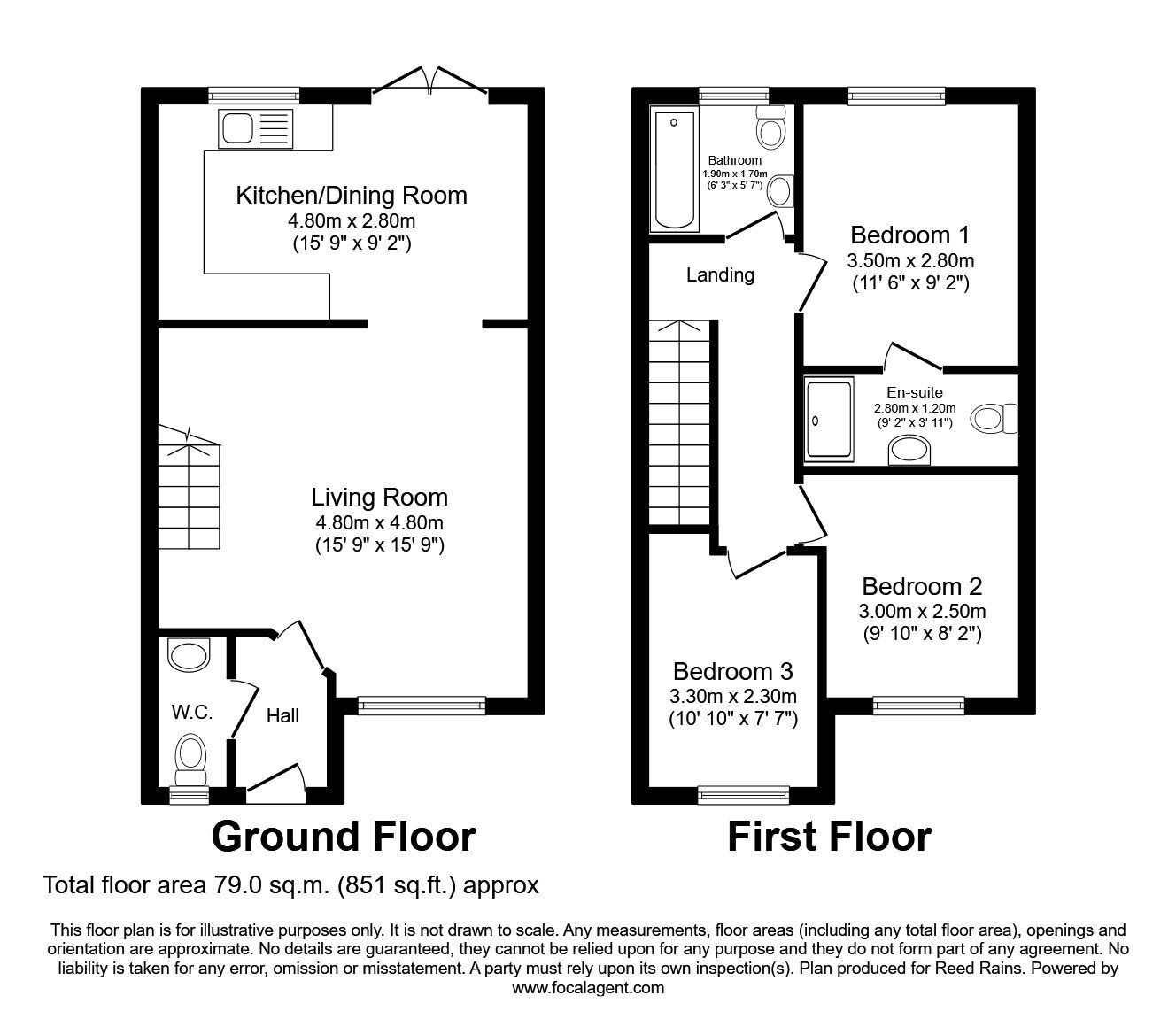 Floorplan of 3 bedroom Mid Terrace House to rent, Lowther Crescent, St. Helens, Merseyside, WA10