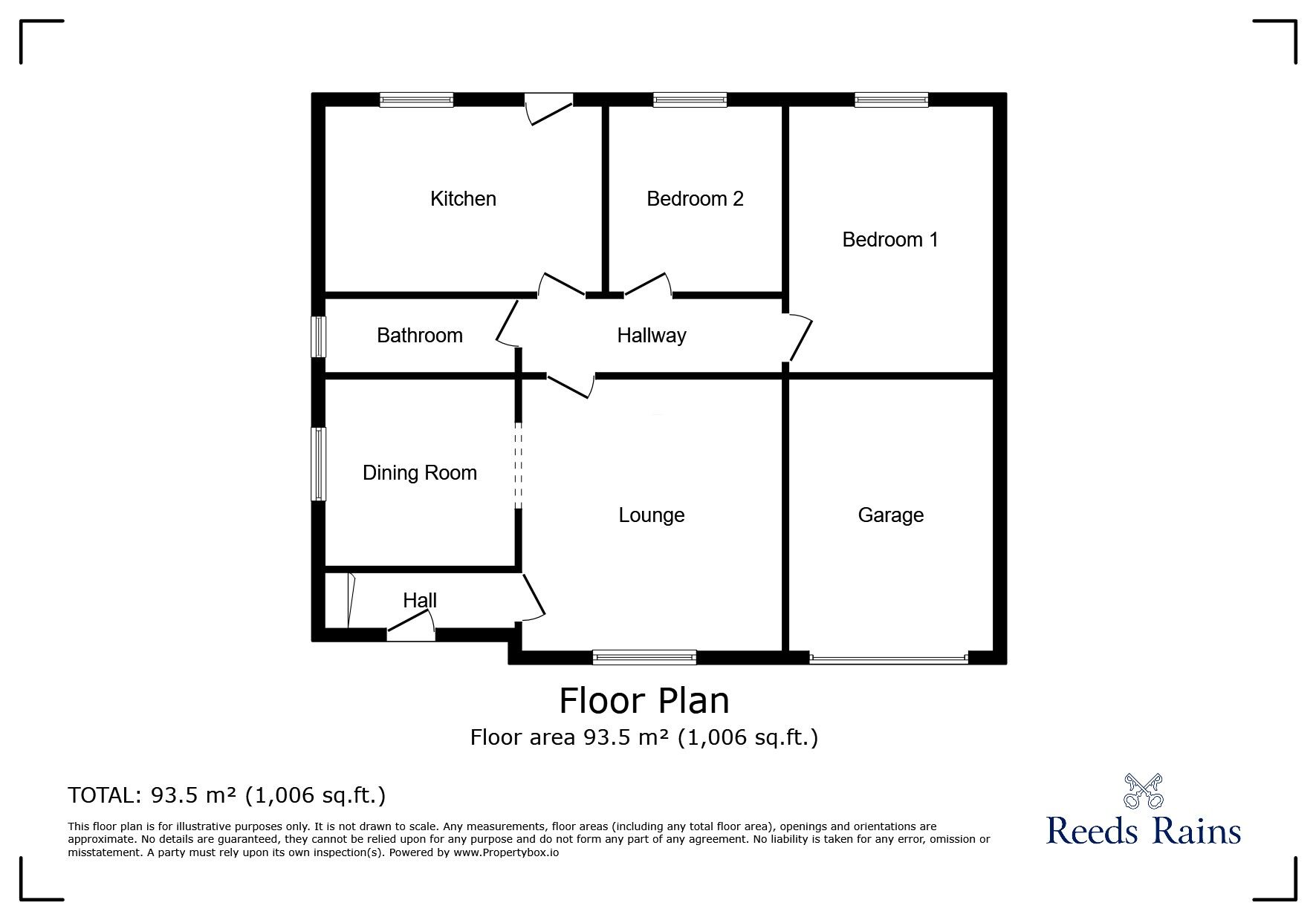 Floorplan of 2 bedroom Semi Detached Bungalow for sale, Melrose Avenue, Burtonwood, Cheshire, WA5